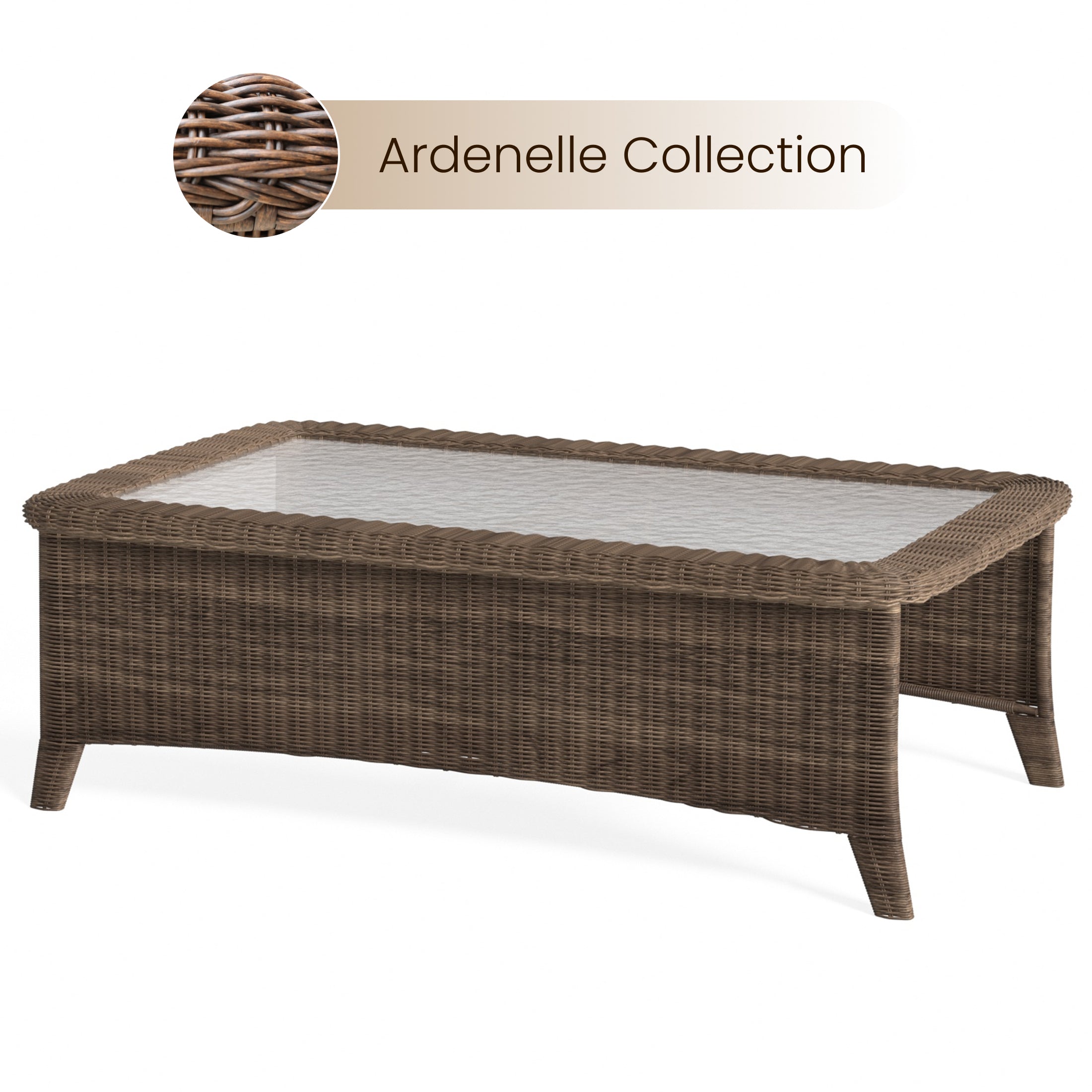 Outdoor Wicker Coffee Table With Tempered Glass