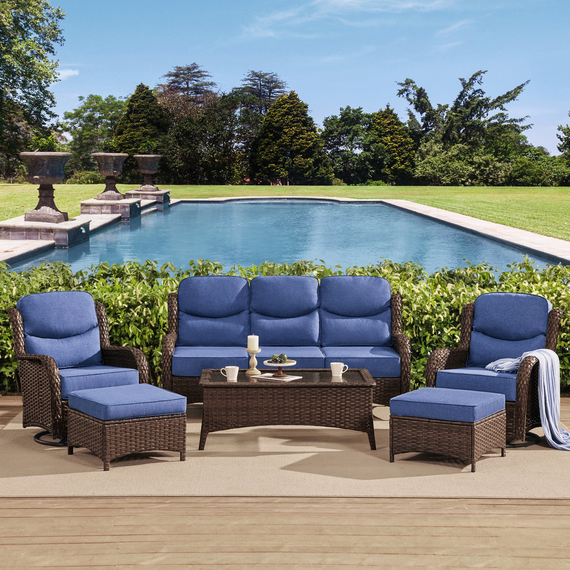【Quick Assembly Collection】Patio Wicker 3-Min Sofa Furniture Set