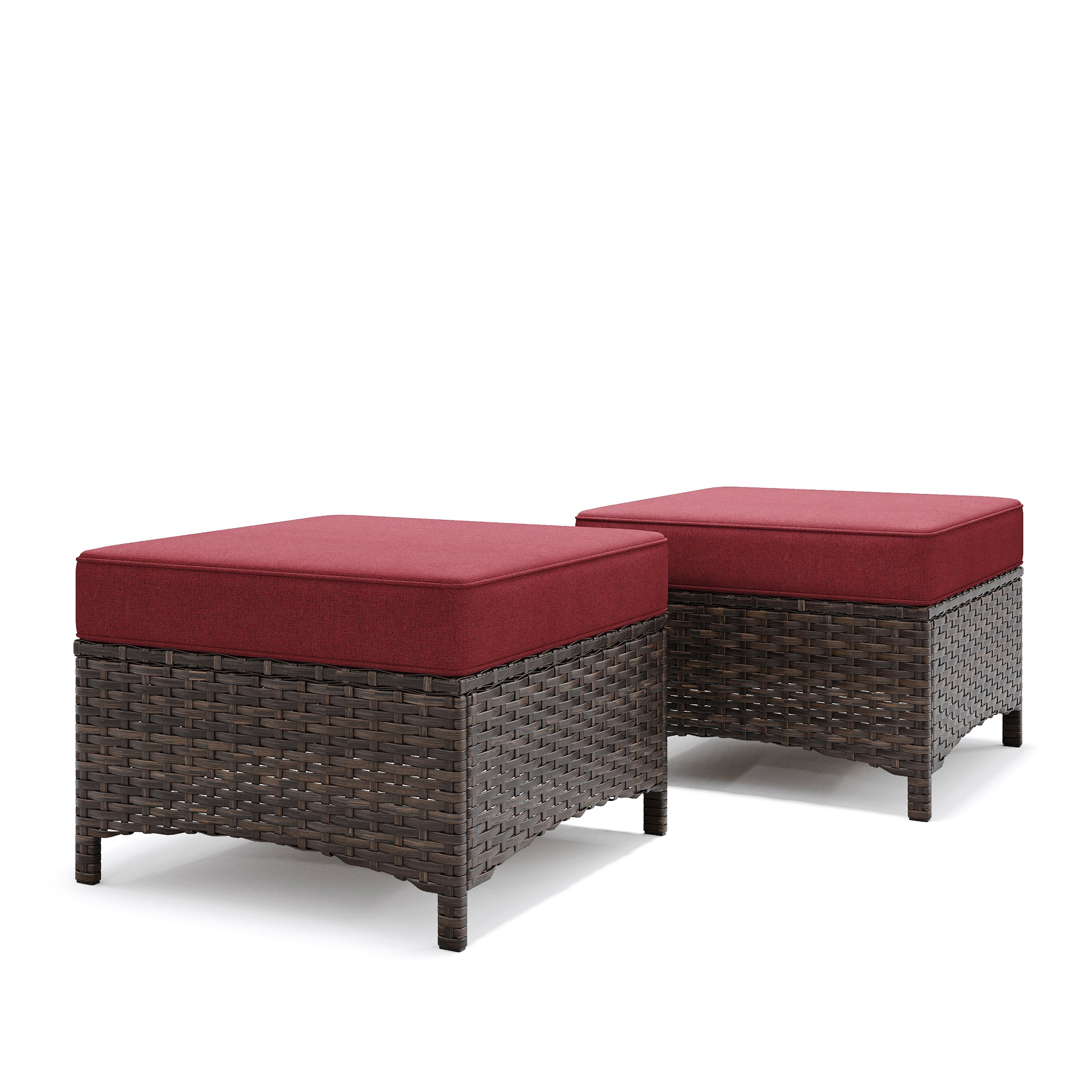 Hawthorne 2 Pack Multifunctional Outdoor Wicker Ottomans for Sofa and Chairs