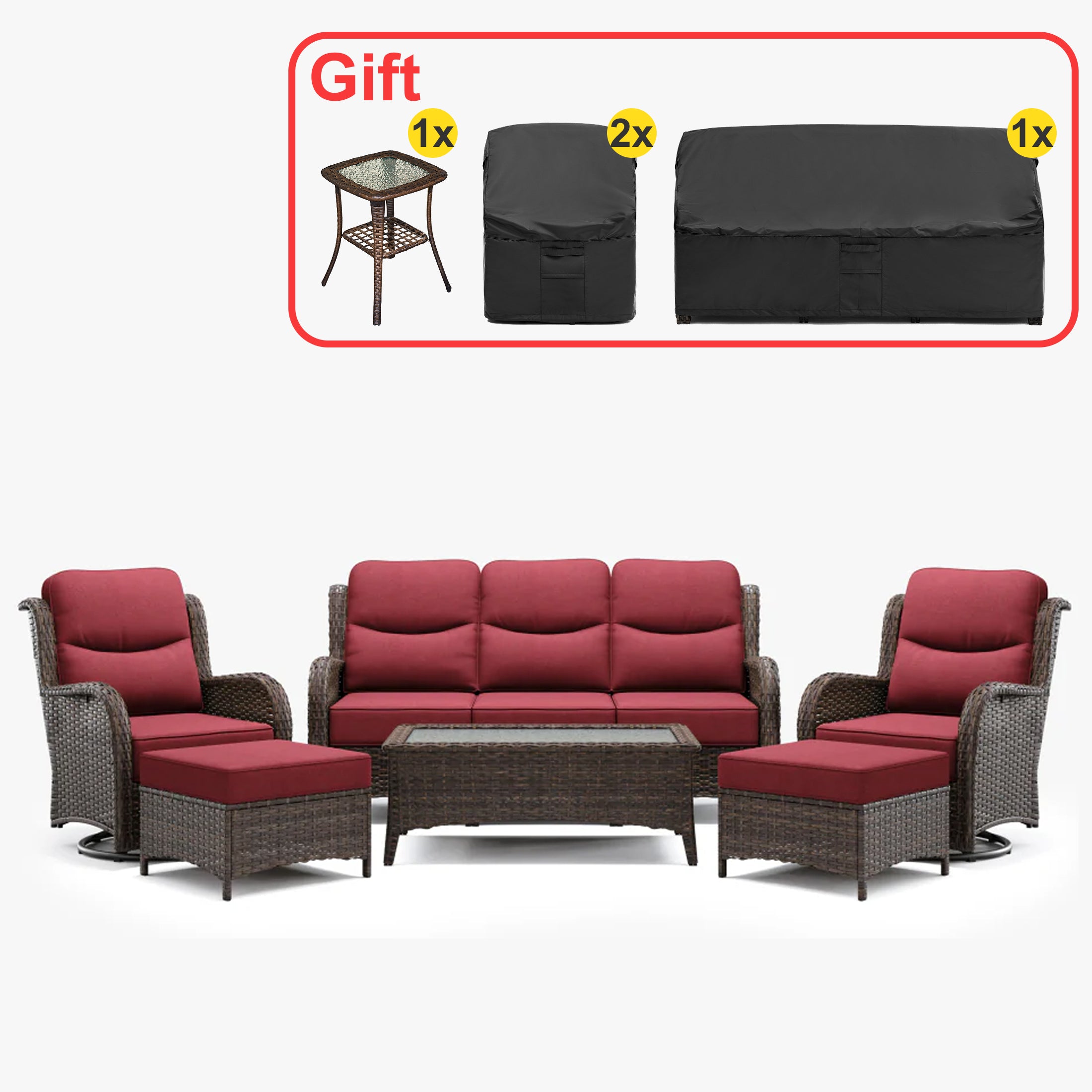 Hawthorne 9 Piece All Weather Outdoor Wicker Furniture Set With Removable Black Covers