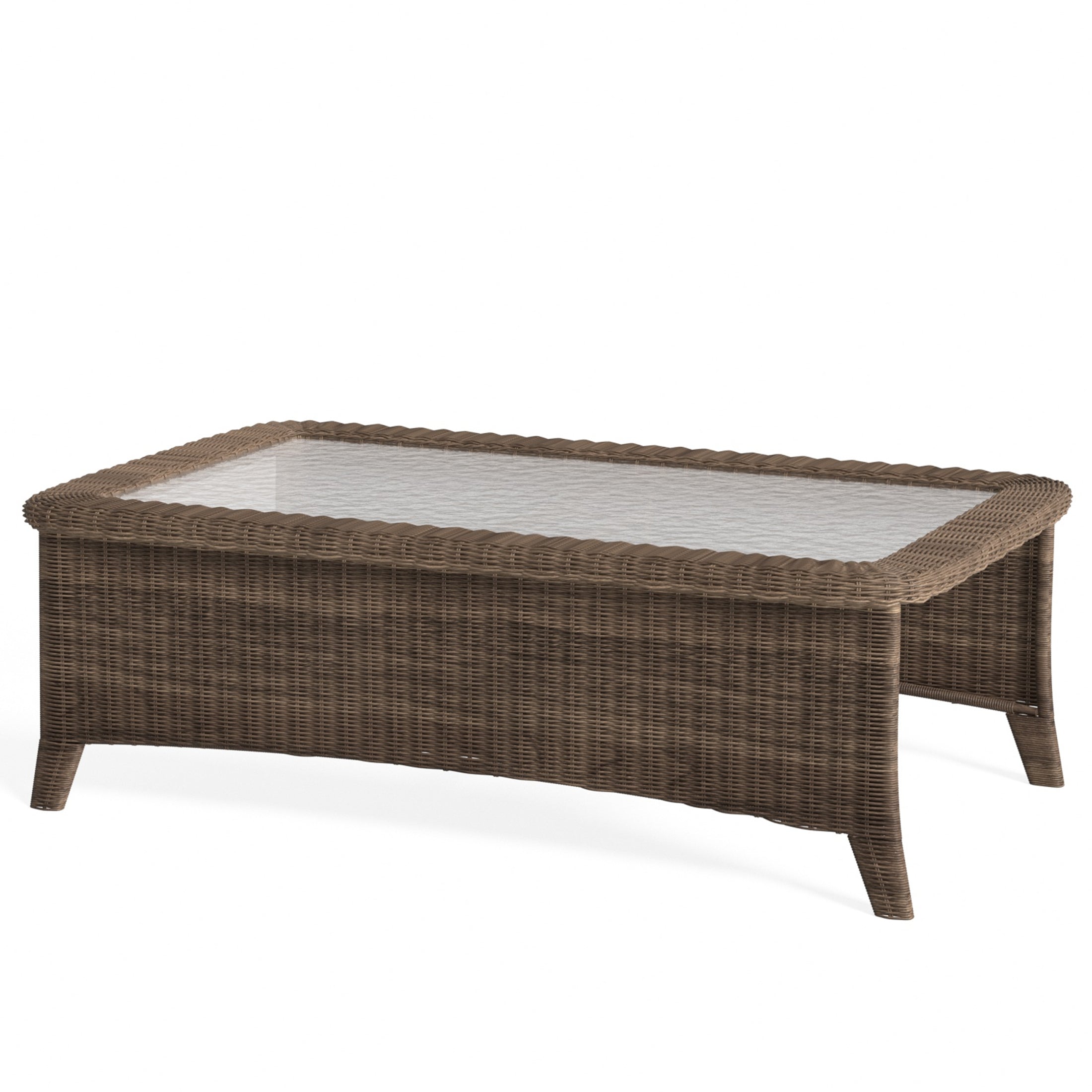 Outdoor Wicker Coffee Table With Tempered Glass