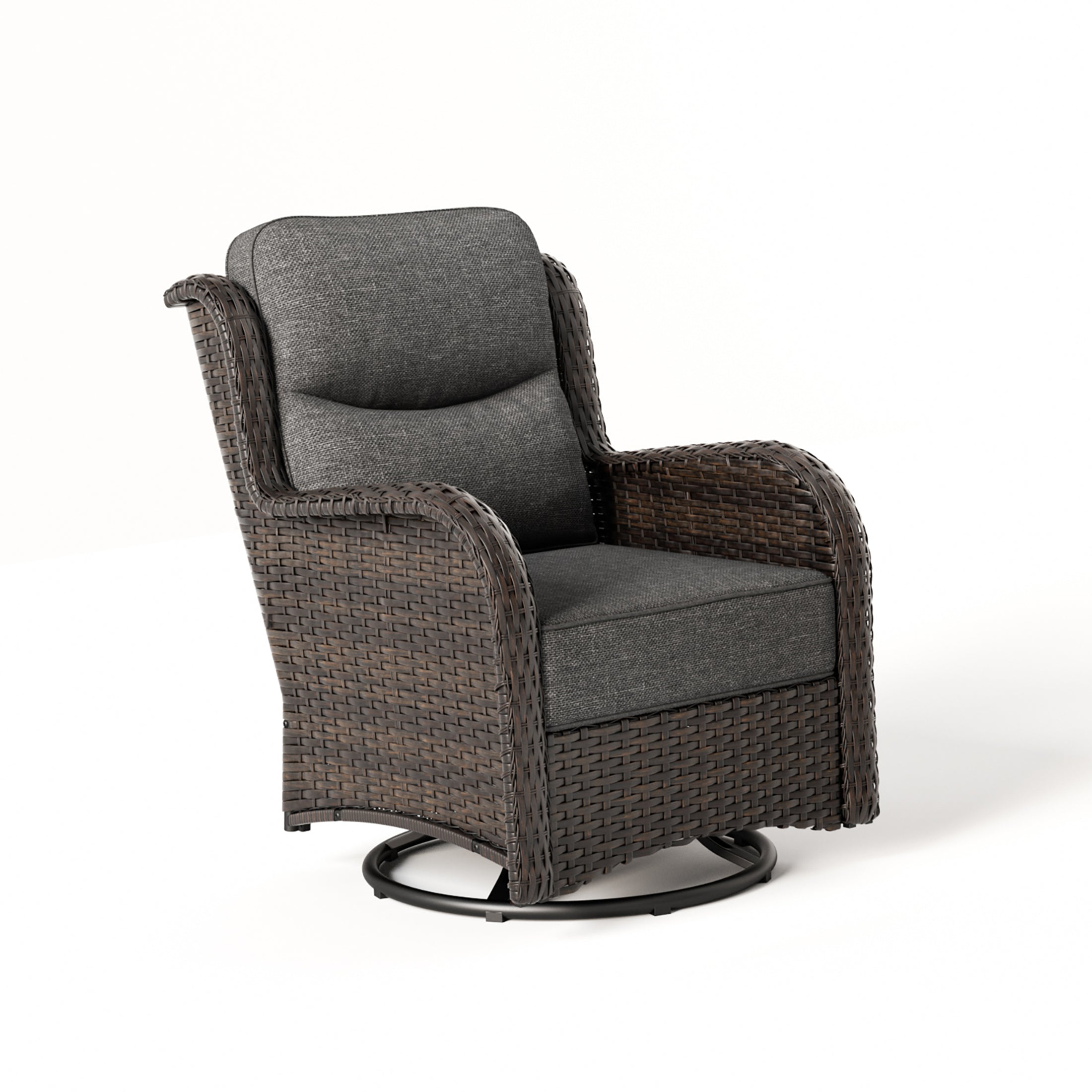 Hawthorne 360° Swivel Outdoor Wicker Gliding Chair With 6-Inch Cushion & Sturdy Base