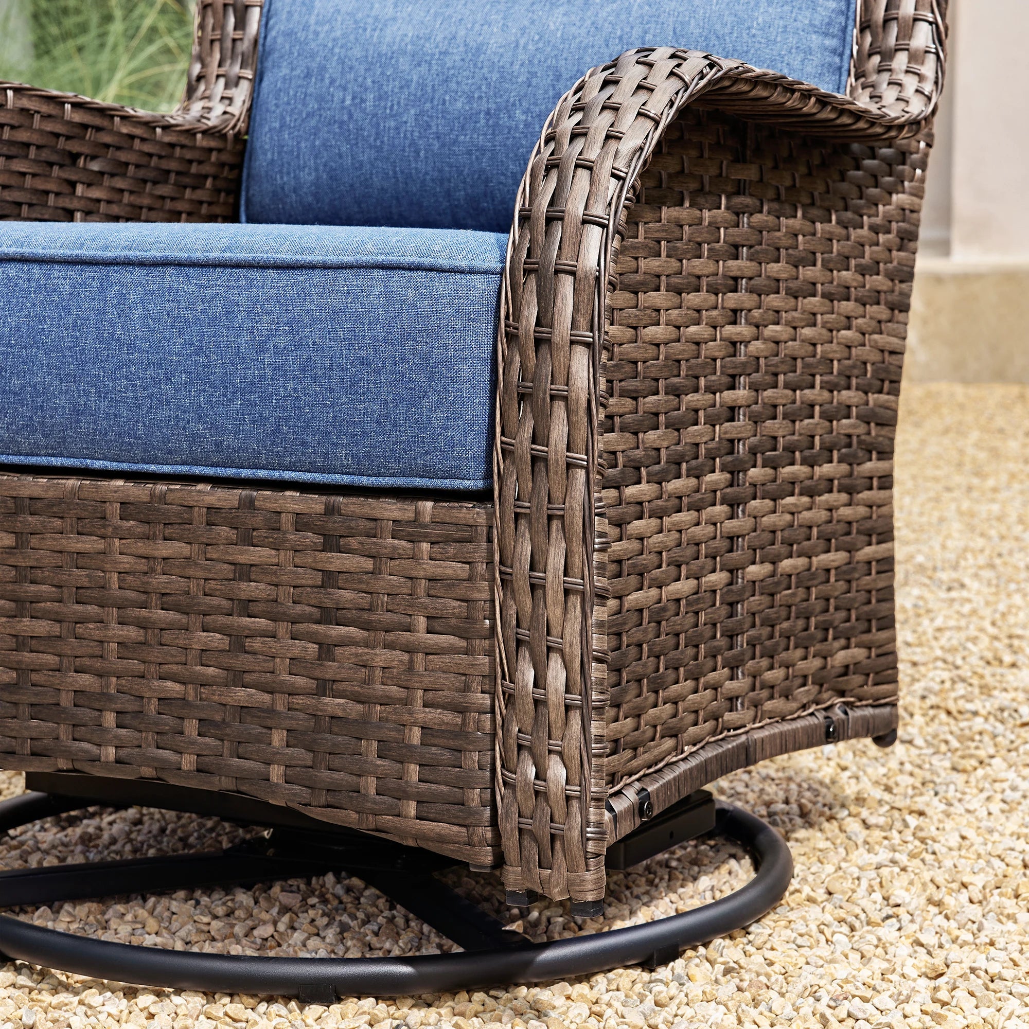 Hawthorne 3 Piece Outdoor Wicker 360° Swivel Conversation Set With Cushions & Side Table For Porch