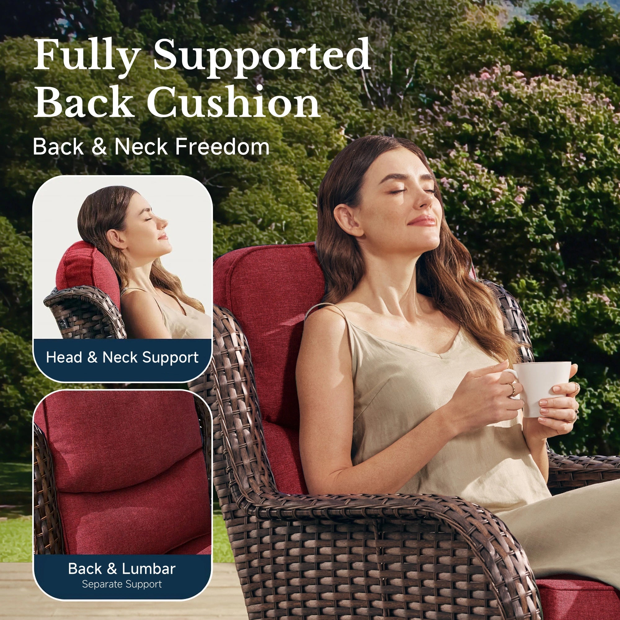 Hawthorne 3 Piece Outdoor Wicker 360° Swivel Conversation Set With Cushions & Side Table For Porch