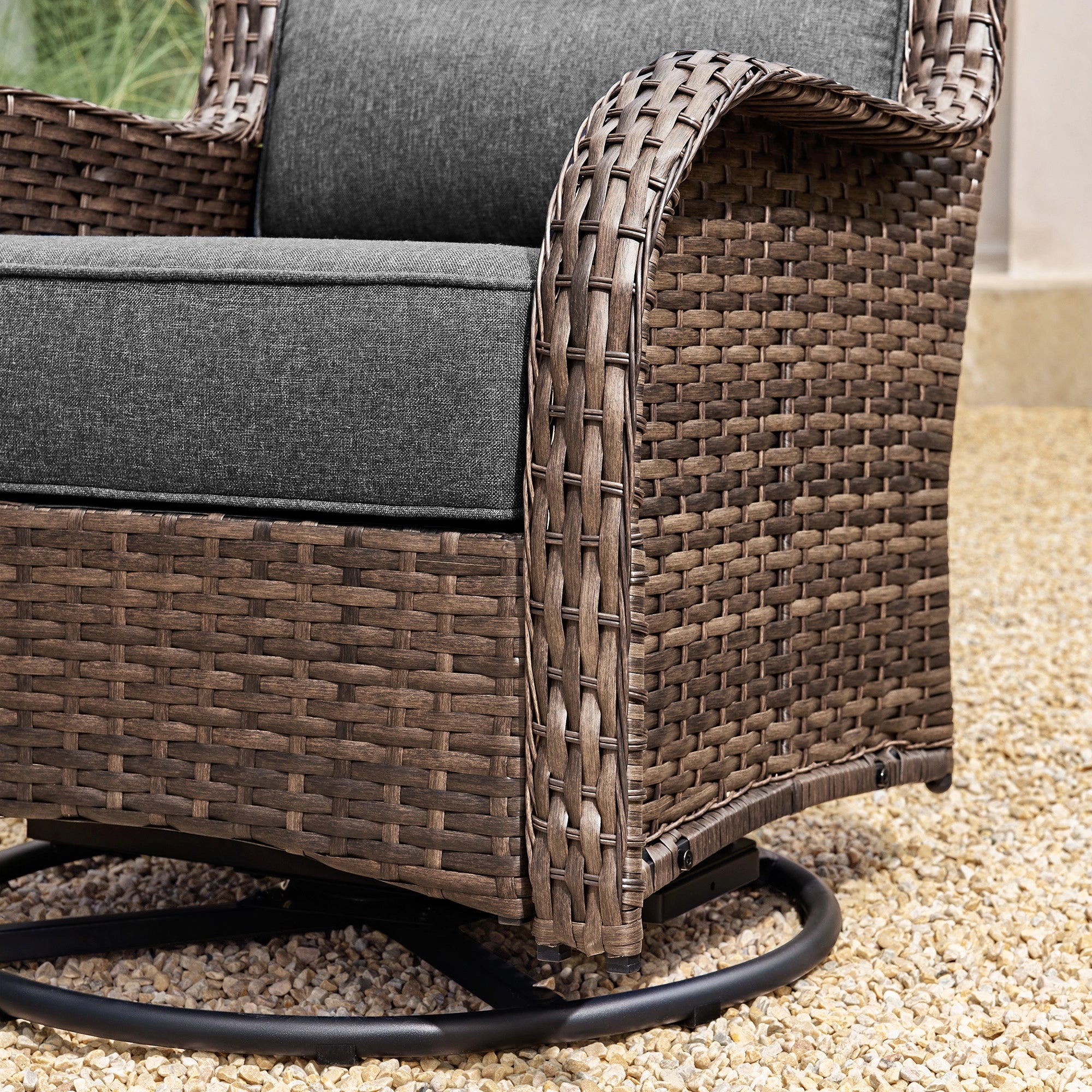 Hawthorne 3 Piece Outdoor Wicker 360° Swivel Conversation Set With Cushions & Side Table For Porch