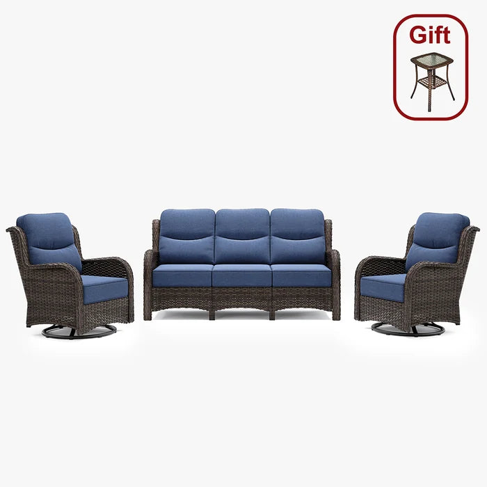 Hawthorne 5 Seater Patio Rattan Sofa Set with Swivel Chairs