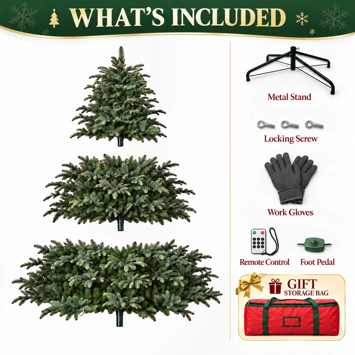 Hawthorne 6 Pieces Outdoor Wicker Sofa Set With 7.5 ft Pre-Lit Noble Fir Christmas Tree