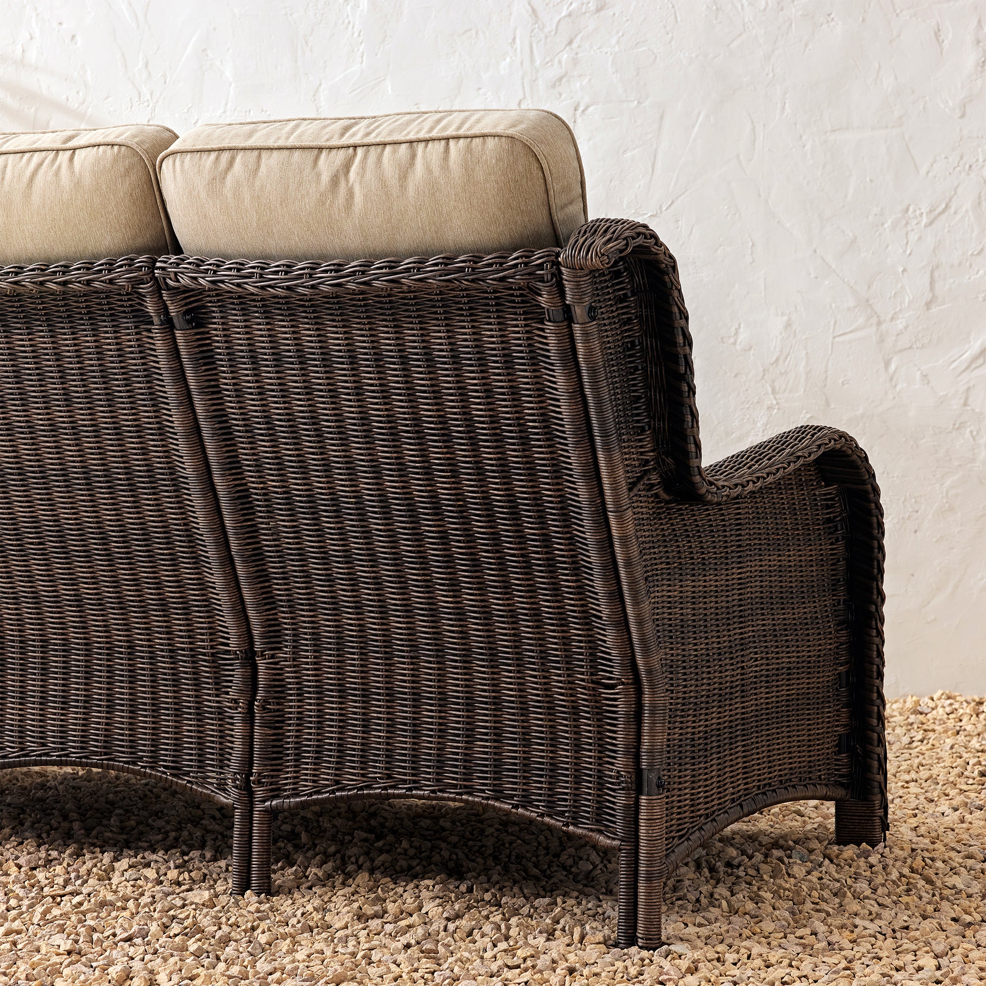 Ardenelle Luxury 3 Piece Patio Wicker Conversation Set With High Back 6-Inch Cushions For Deck