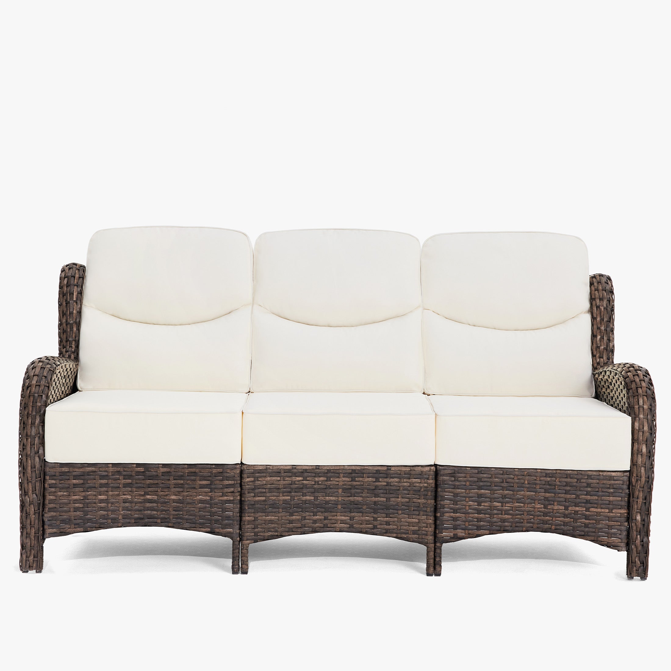 Hawthorne Patio Rattan Sand 3 Seater Sofa With High Back Design & 6-Inch Cushions