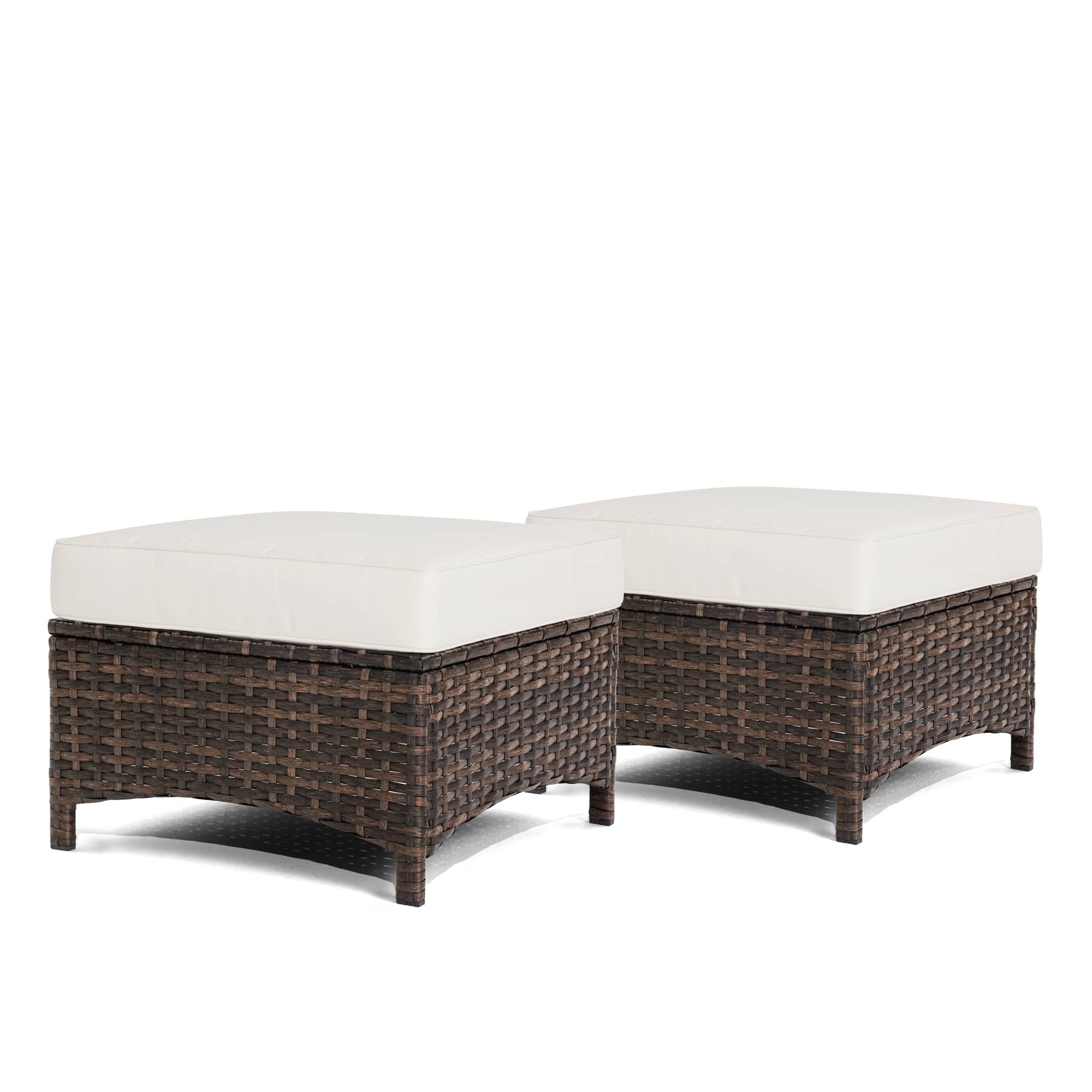 Hawthorne 2 Pack Multifunctional Outdoor Wicker Ottomans for Sofa and Chairs
