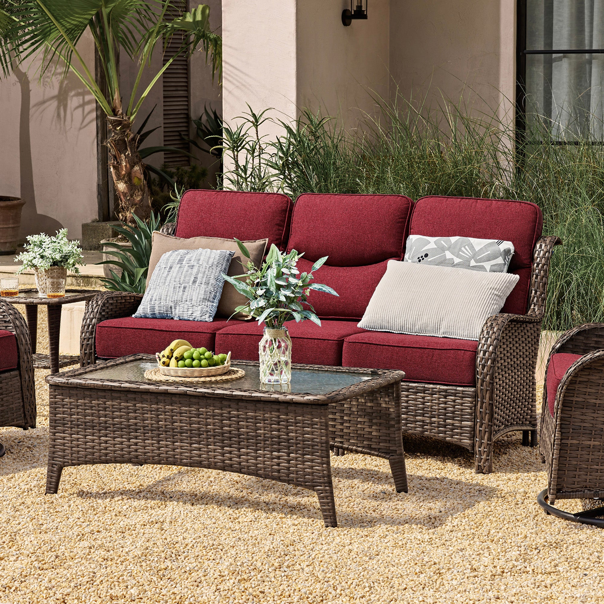 Hawthorne 2 Piece Patio Wicker Sofa Set With Coffee Table