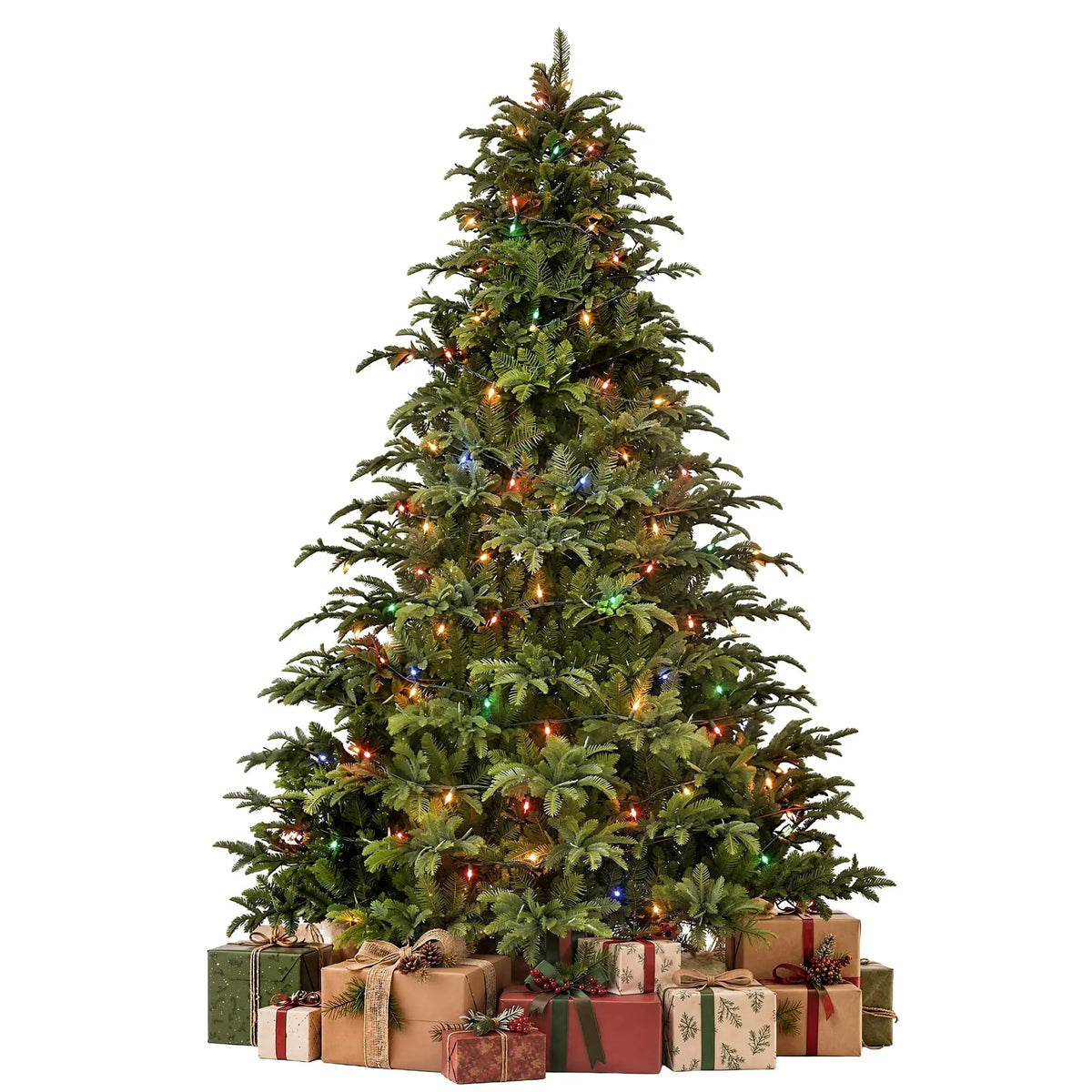 7.5 ft Pre-Lit Classic Noble Fir Christmas Tree Colored LED