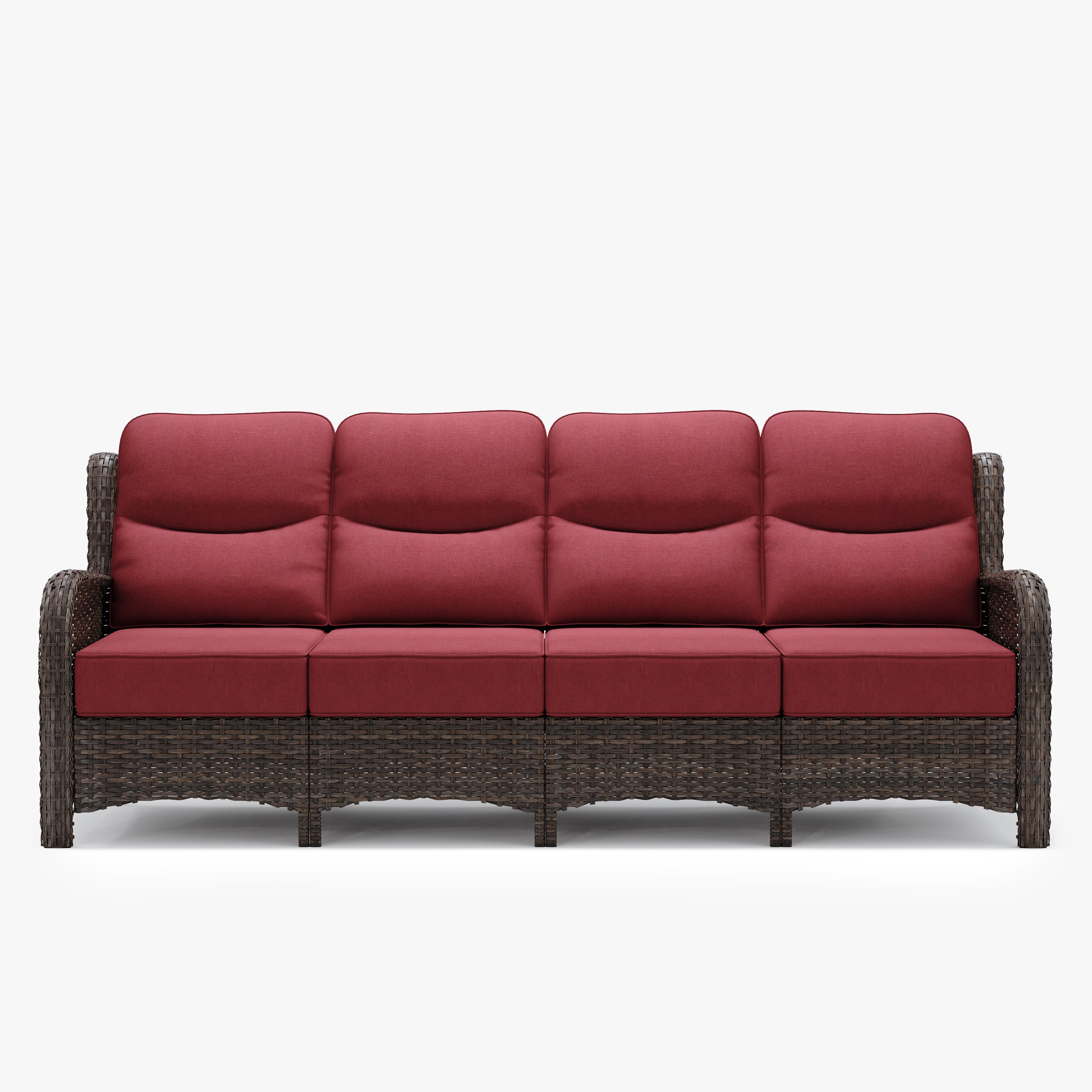 Hawthorne Patio Rattan 4 Seater Sofa With High Back Design & 6-Inch Cushions For Backyard