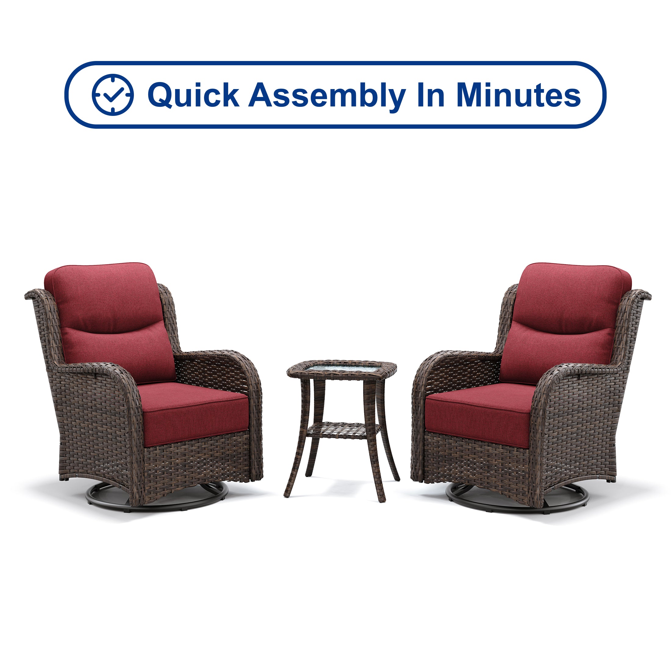 【Quick Assembly Collection】Outdoor Wicker Coversation Set