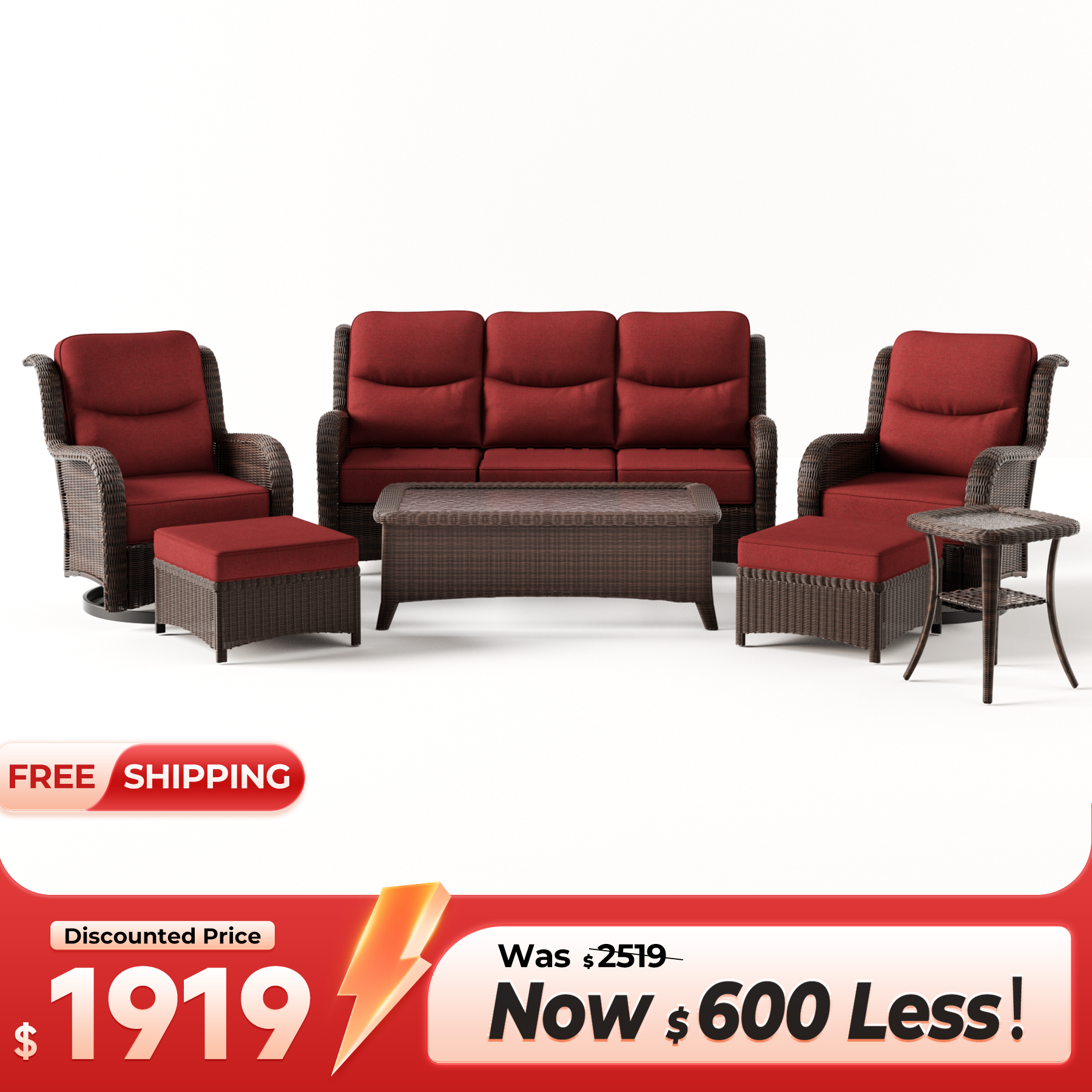 Ardenelle Patio Sofa Set With Tables