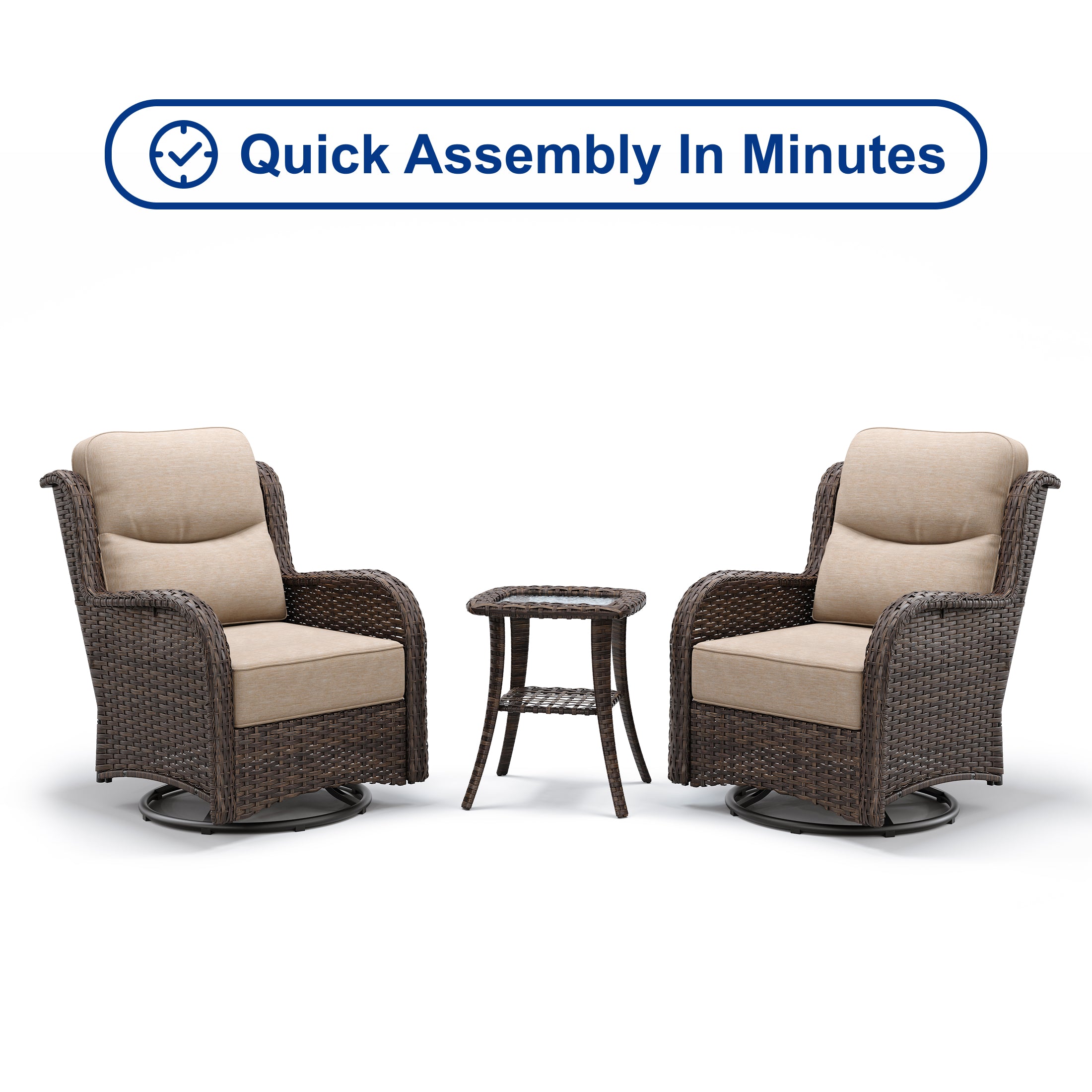 【Quick Assembly Collection】Outdoor Wicker Coversation Set