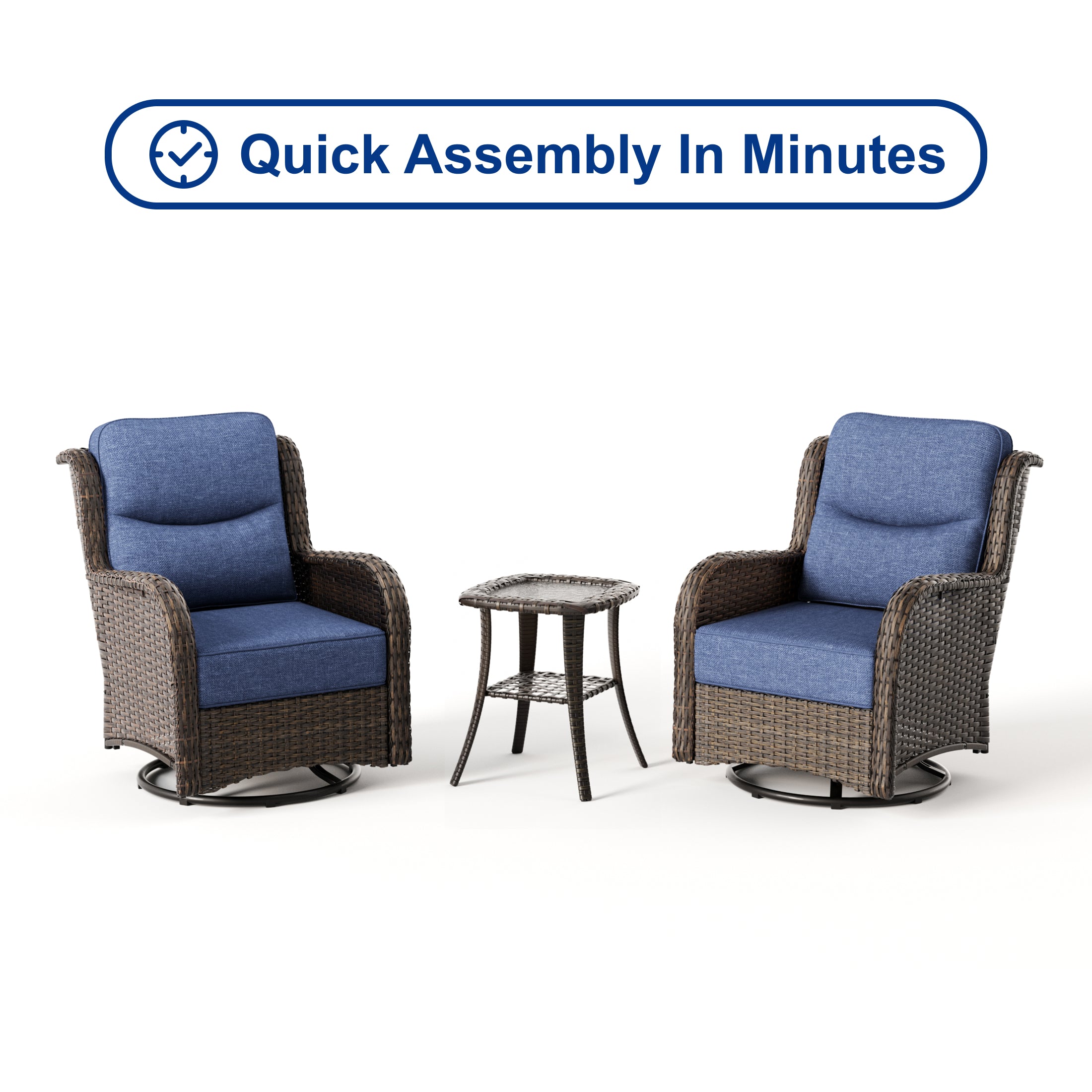 【Quick Assembly Collection】Outdoor Wicker Coversation Set