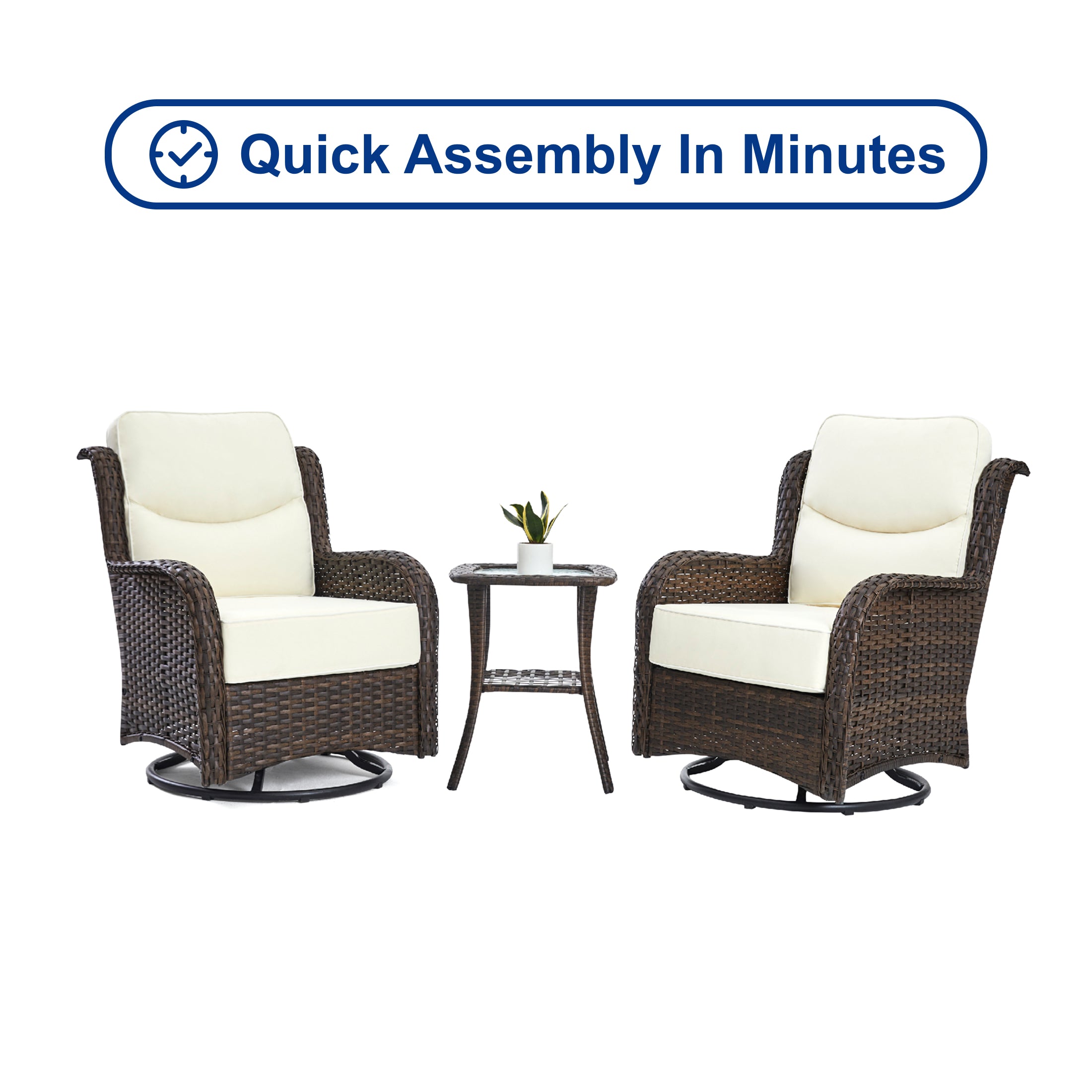 【Quick Assembly Collection】Outdoor Wicker Coversation Set