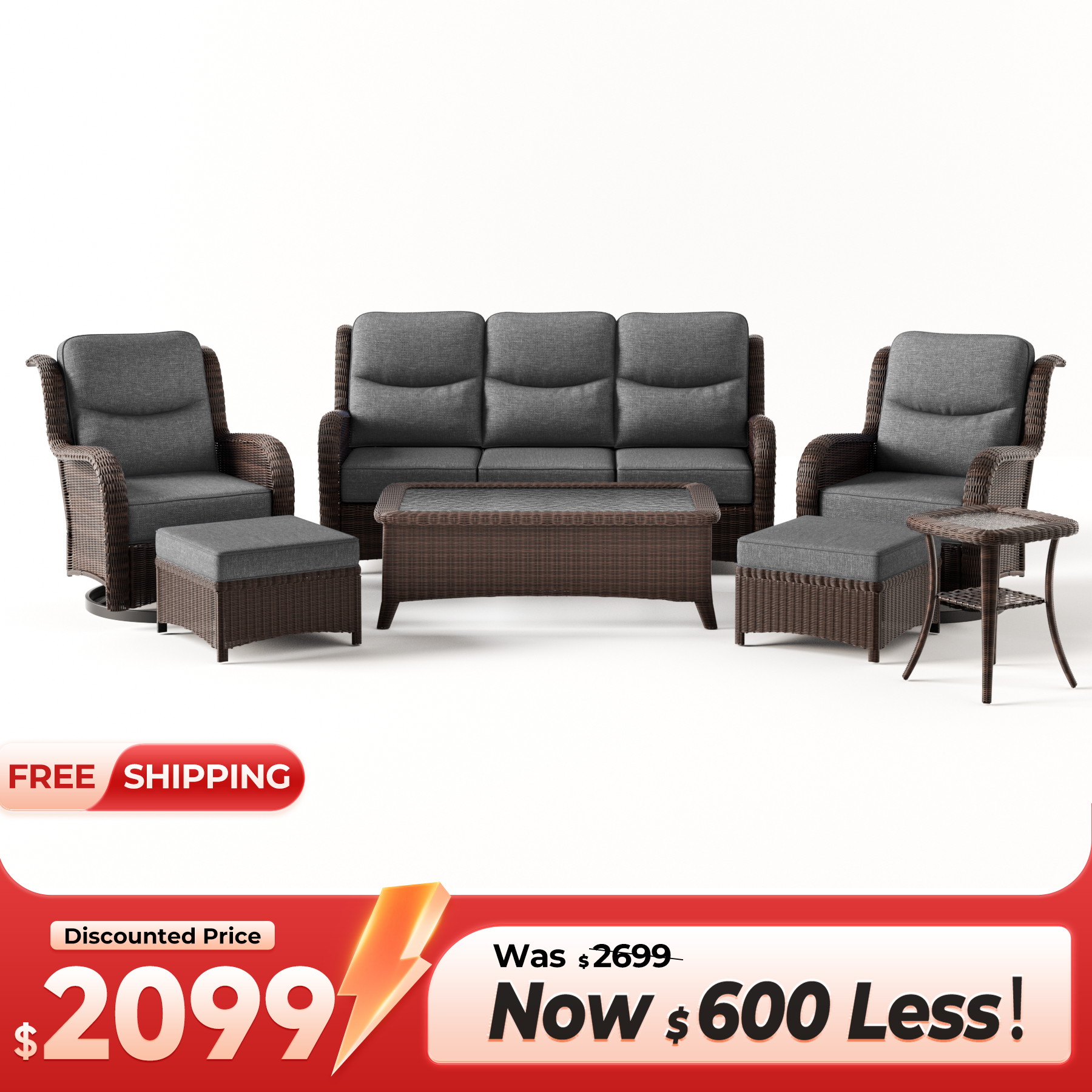 Ardenelle Patio Sofa Set With Tables