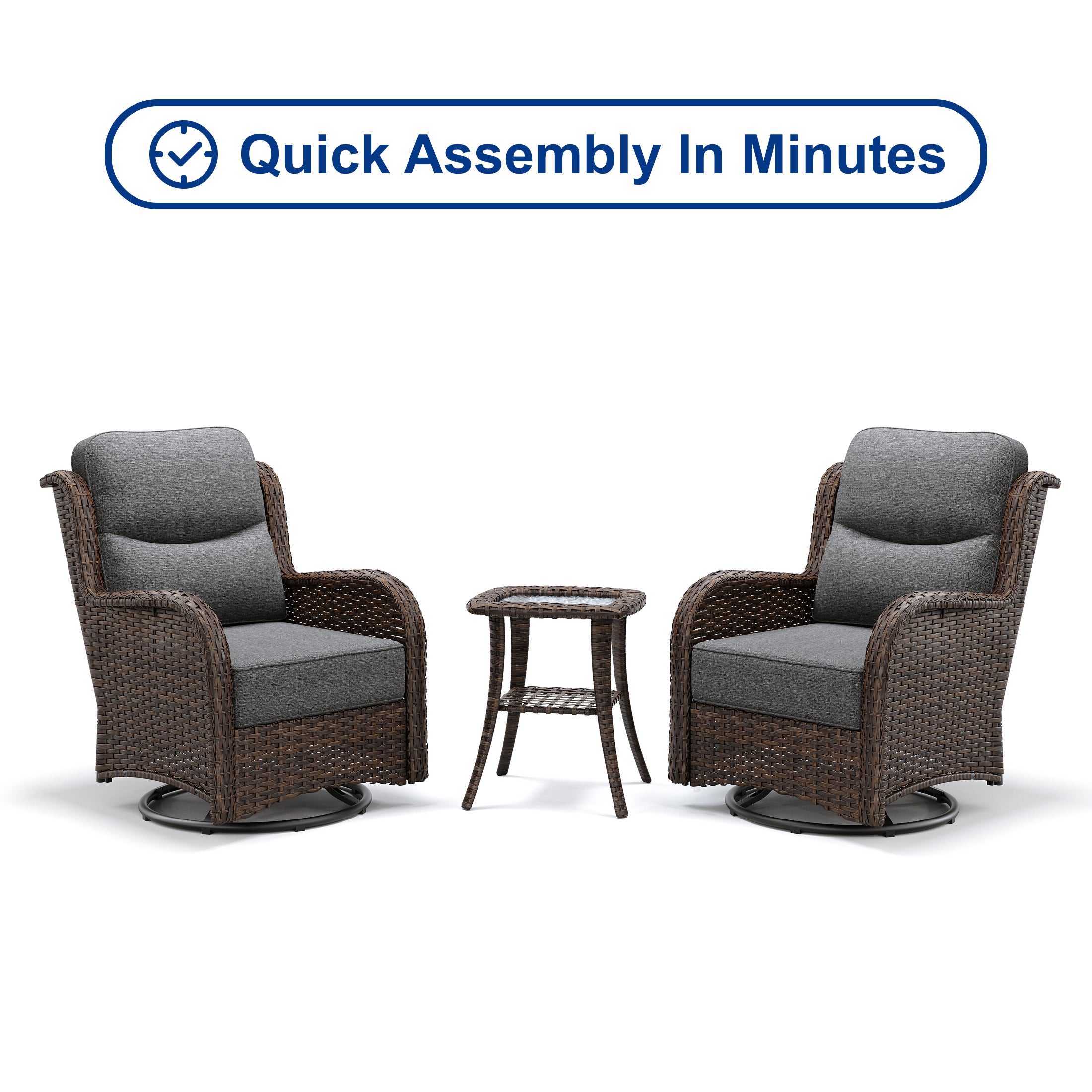 【Quick Assembly Collection】Outdoor Wicker Coversation Set