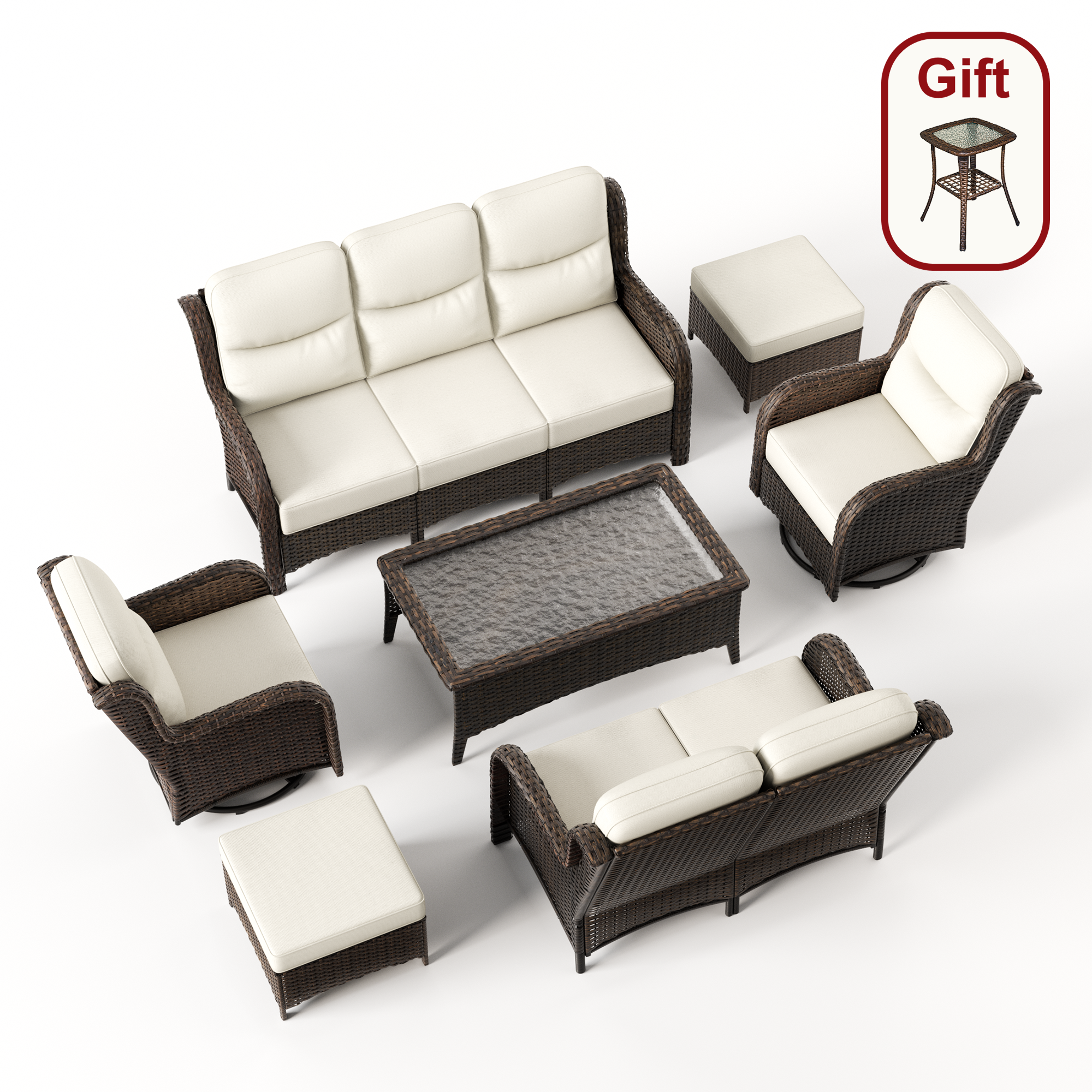 Hawthorne 7 Piece Patio Wicker Furniture Set With 3 Seater Sofa And Loveseat