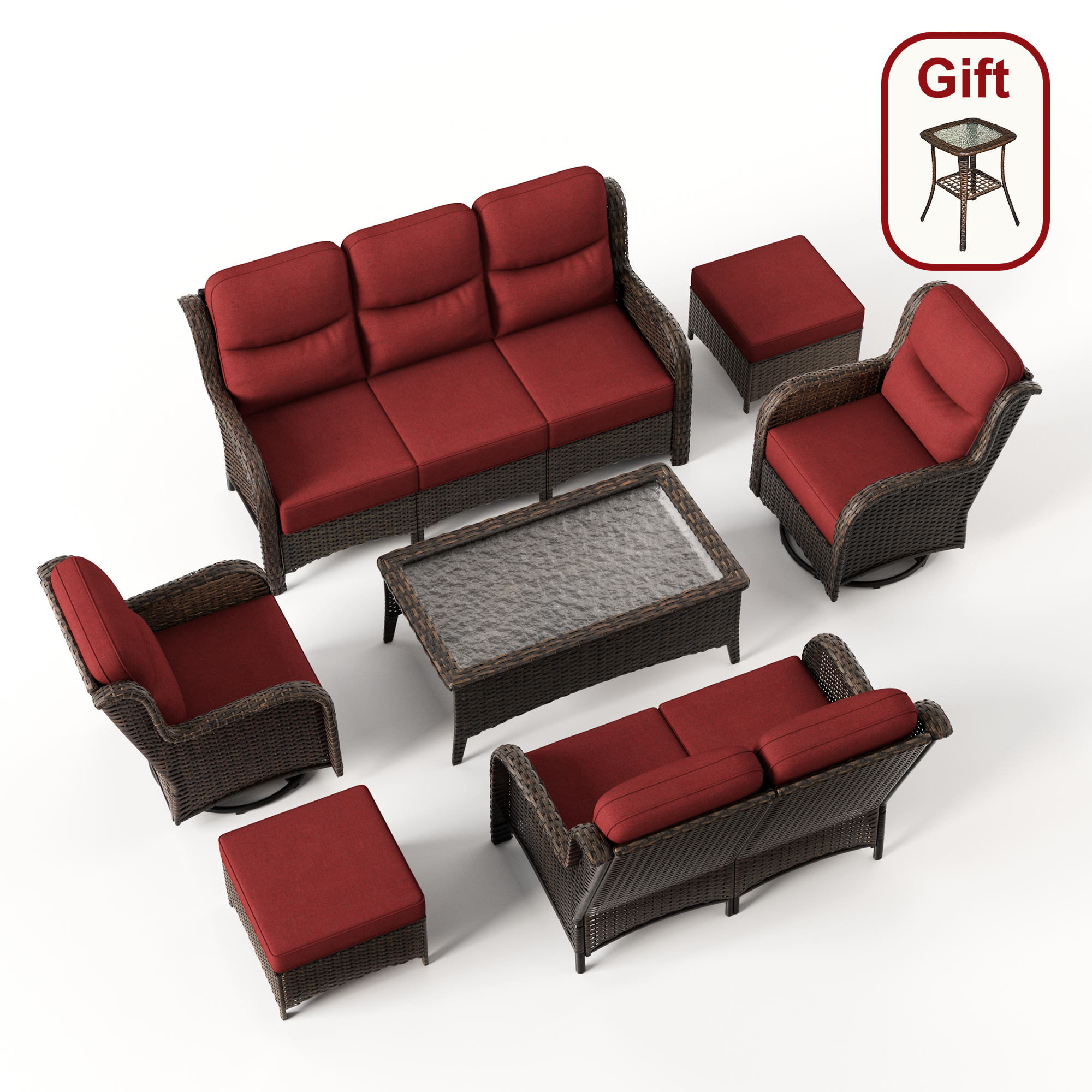 Hawthorne 7 Piece Patio Wicker Furniture Set With 3 Seater Sofa And Loveseat