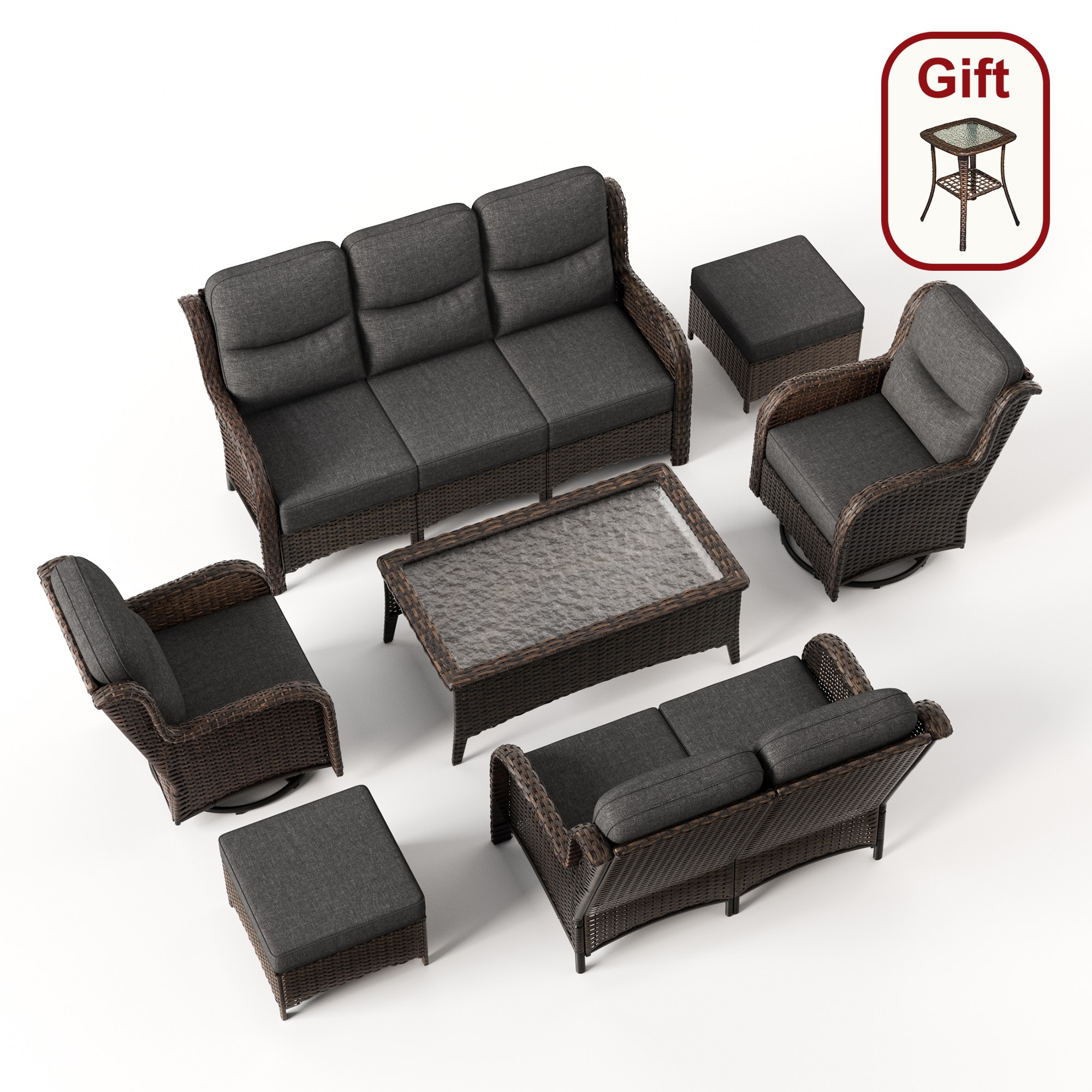 Hawthorne 7 Piece Patio Wicker Furniture Set With 3 Seater Sofa And Loveseat