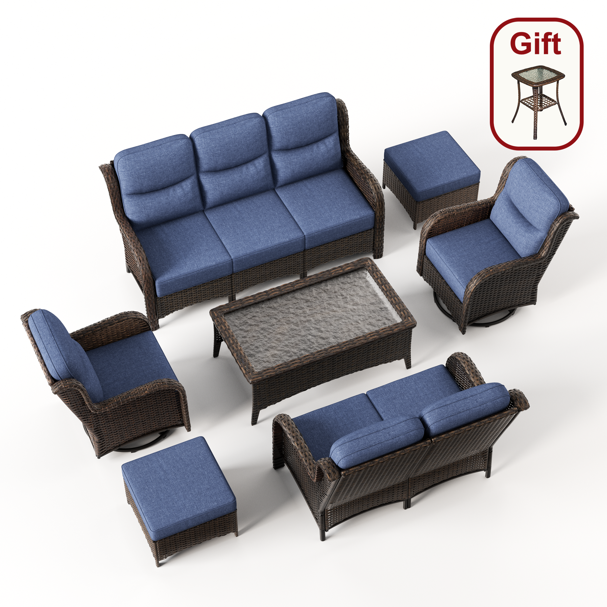 Hawthorne 7 Piece Patio Wicker Furniture Set With 3 Seater Sofa And Loveseat