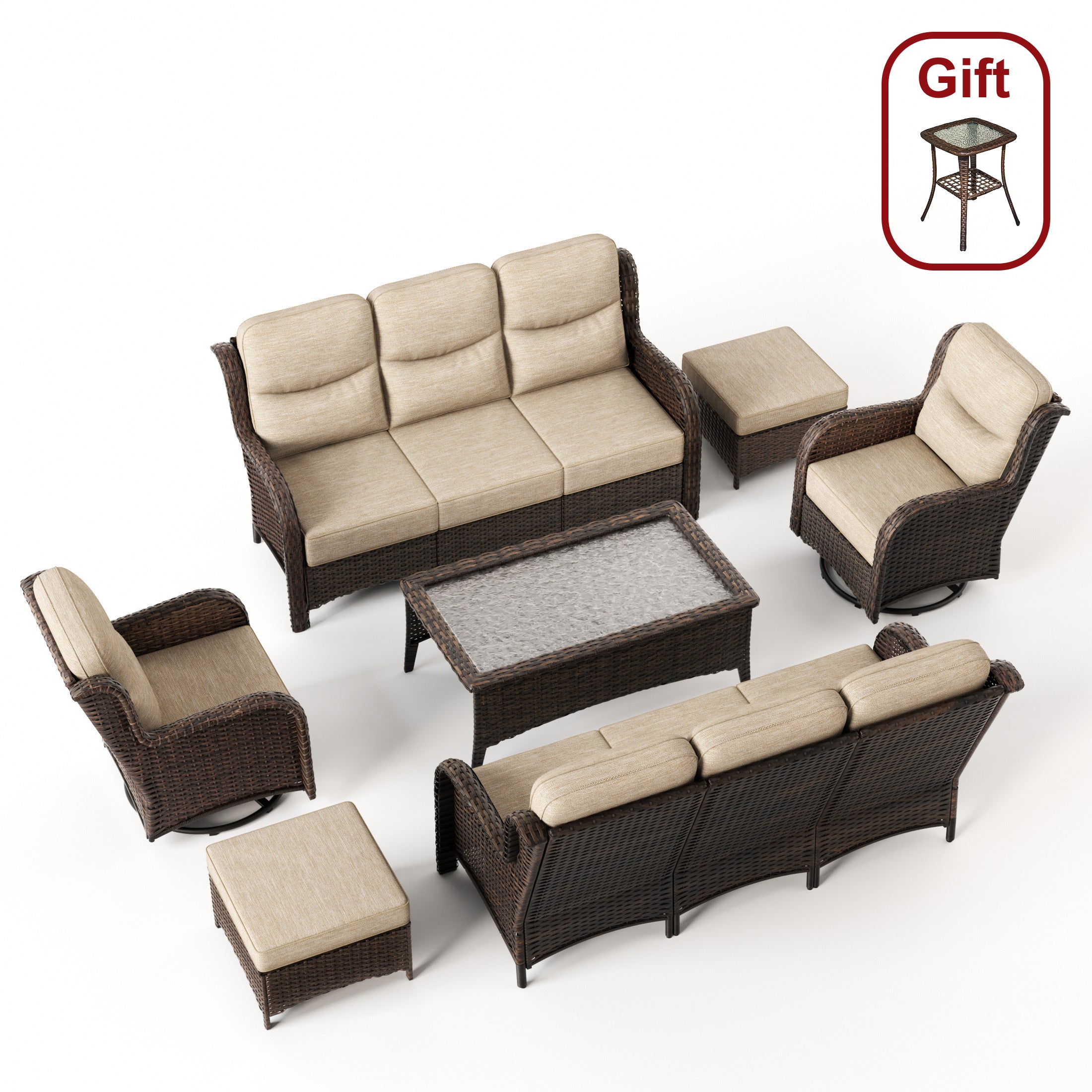 Hawthorne 7 Pieces Outdoor Wicker Sofas & Chairs Set With Ergonomic backrest Design & Comfort Cushions