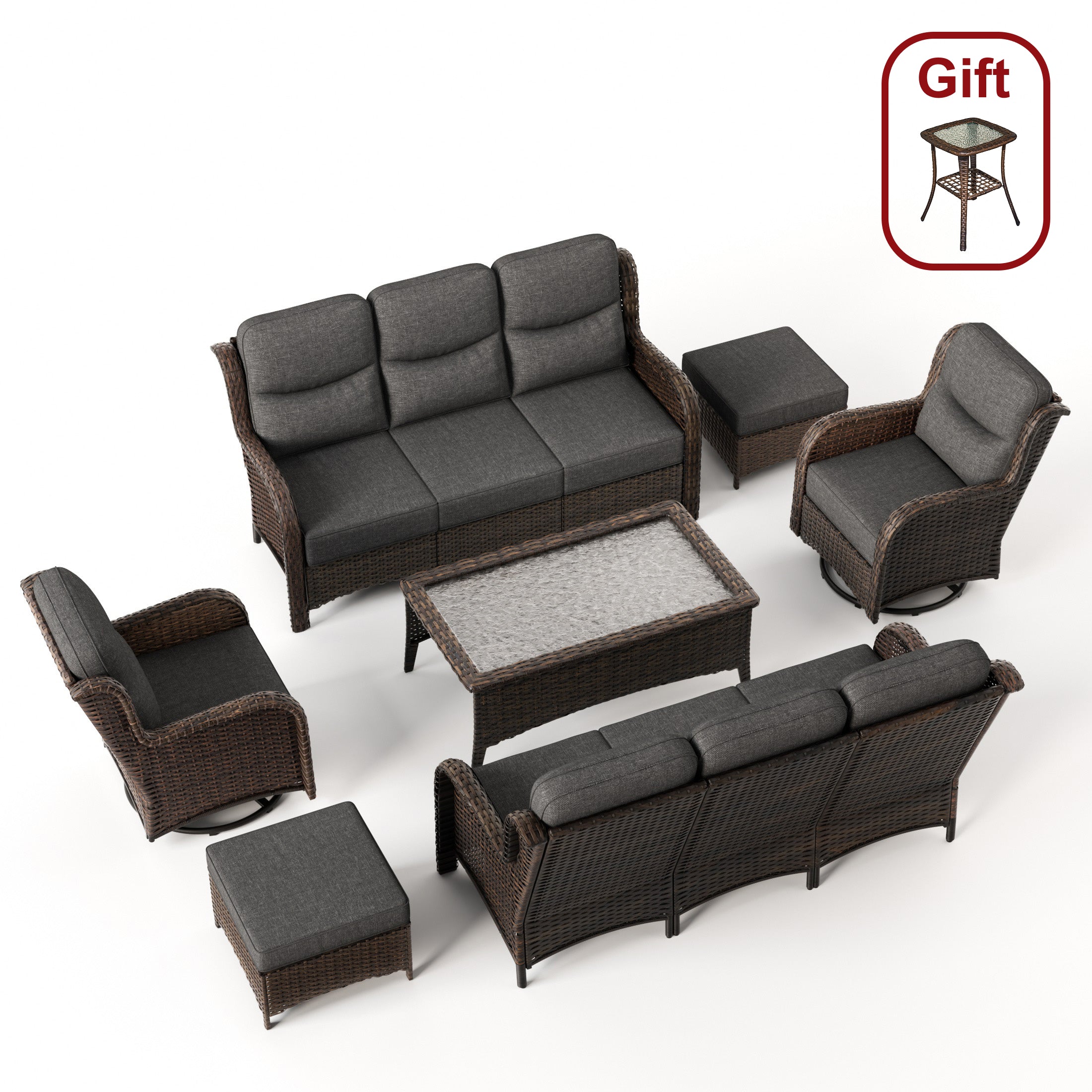 Hawthorne 7 Pieces Outdoor Wicker Sofas & Chairs Set With Ergonomic backrest Design & Comfort Cushions