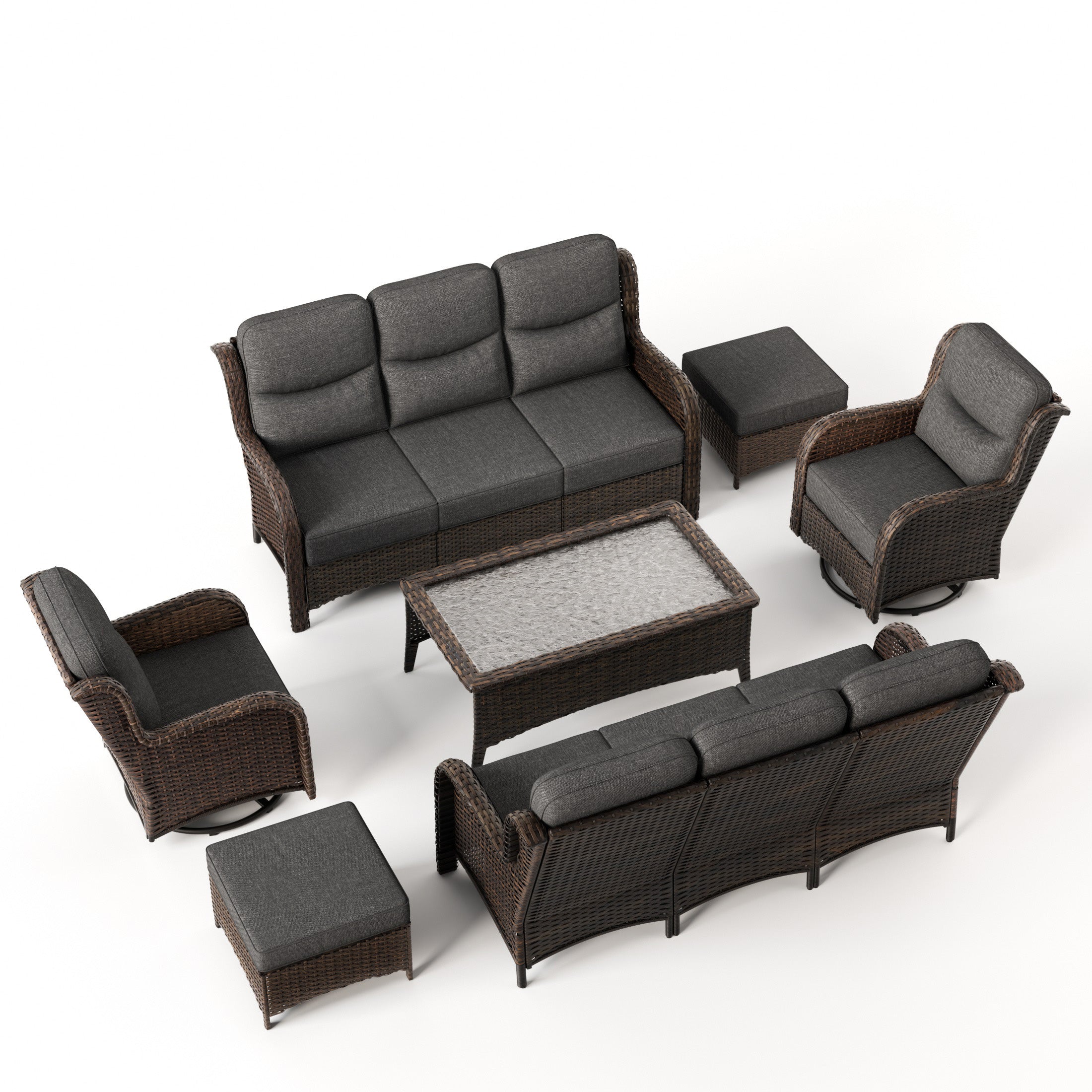 Hawthorne 7 Pieces Outdoor Wicker Sofas & Chairs Set With Ergonomic backrest Design & Comfort Cushions