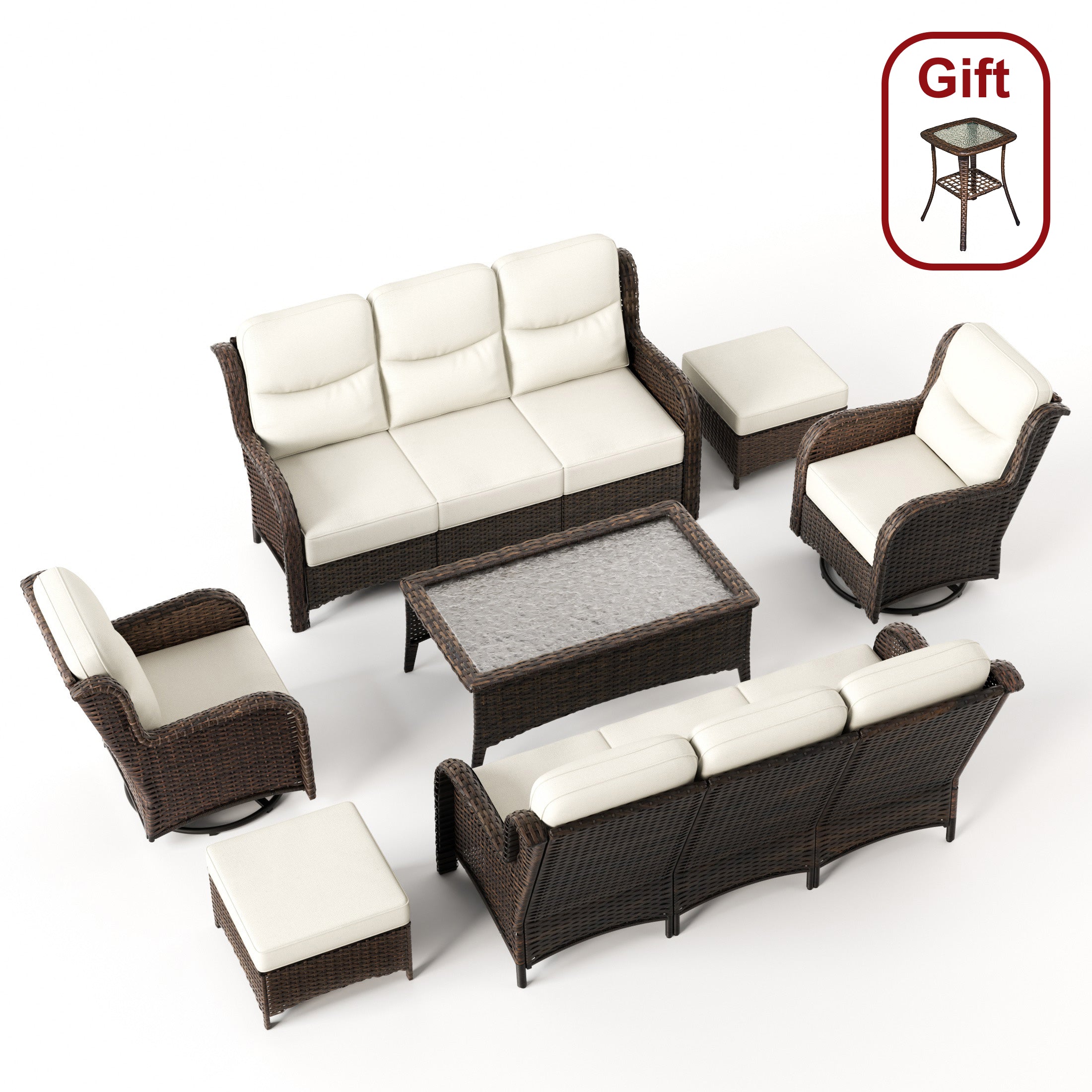 Hawthorne 7 Pieces Outdoor Wicker Sofas & Chairs Set With Ergonomic backrest Design & Comfort Cushions