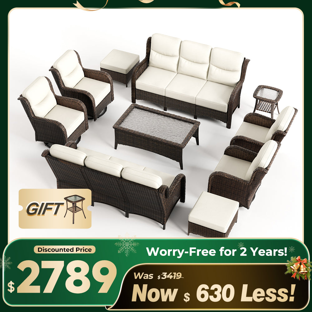 Hawthorne 8 Pieces All Weather Outdoor Wicker Sofa Set with Tables and Cushions for Backyard