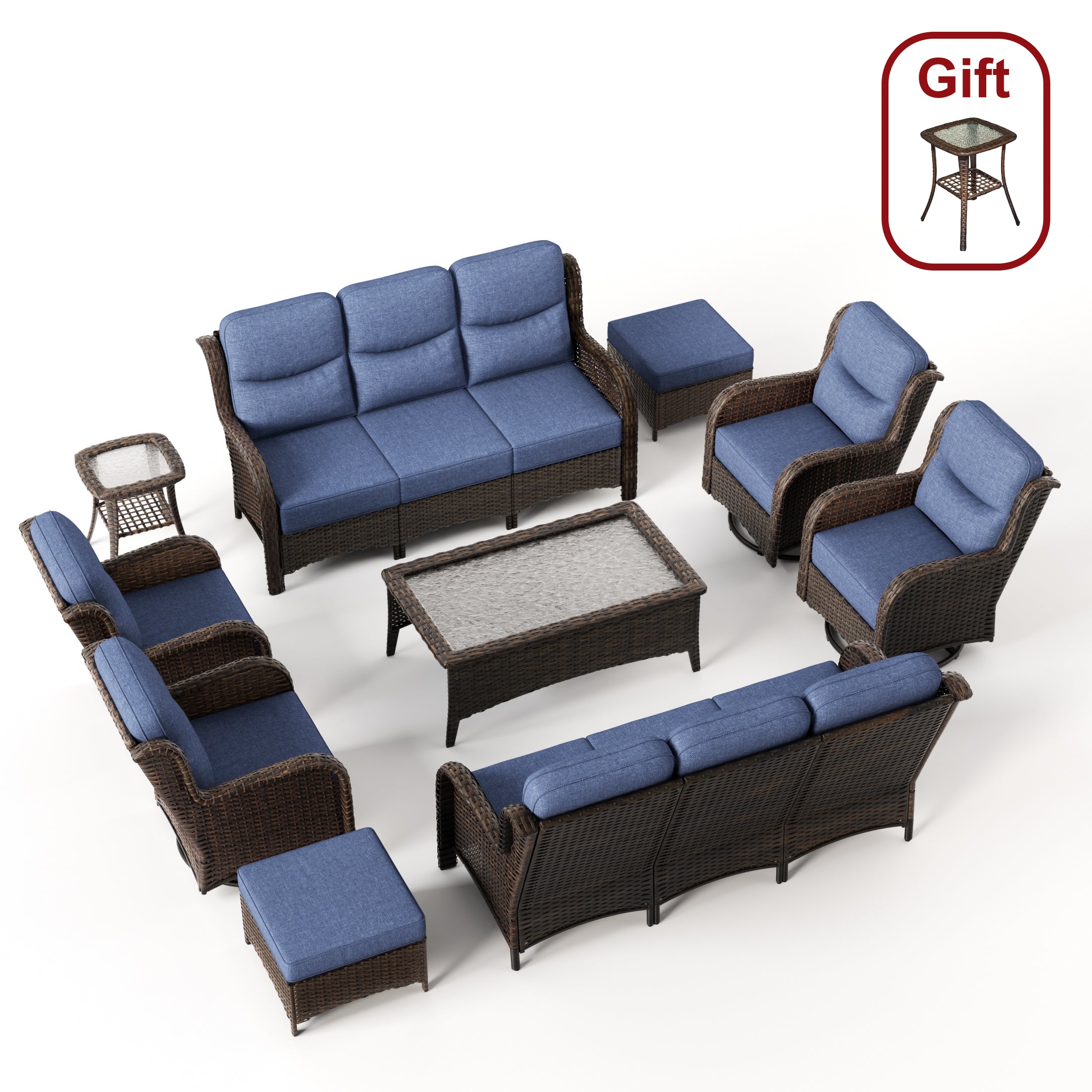 Hawthorne 8 Pieces All Weather Outdoor Wicker Sofa Set with Tables and Cushions for Backyard