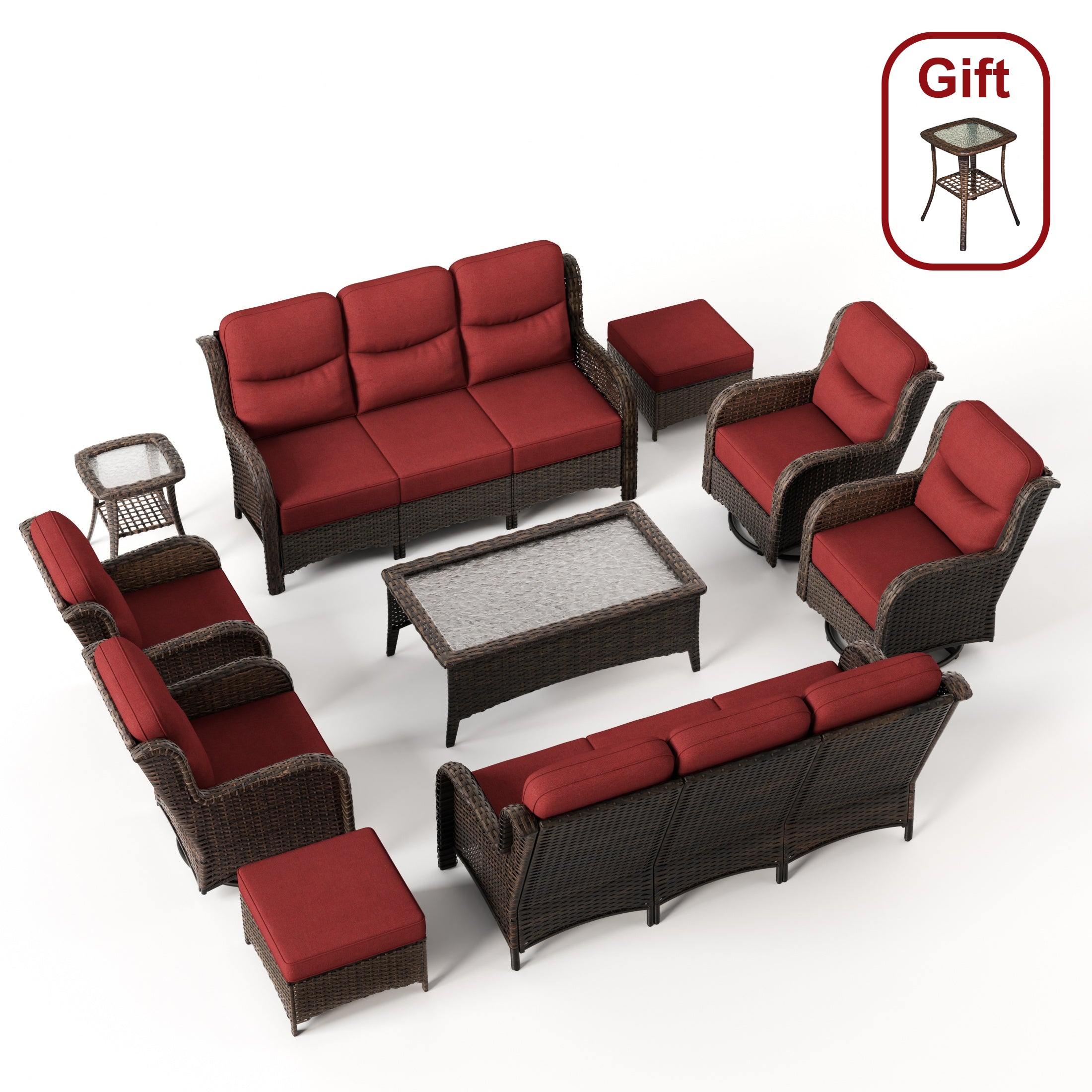 Hawthorne 8 Pieces All Weather Outdoor Wicker Sofa Set with Tables and Cushions for Backyard