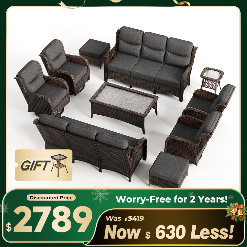Hawthorne 8 Pieces All Weather Outdoor Wicker Sofa Set with Tables and Cushions for Backyard