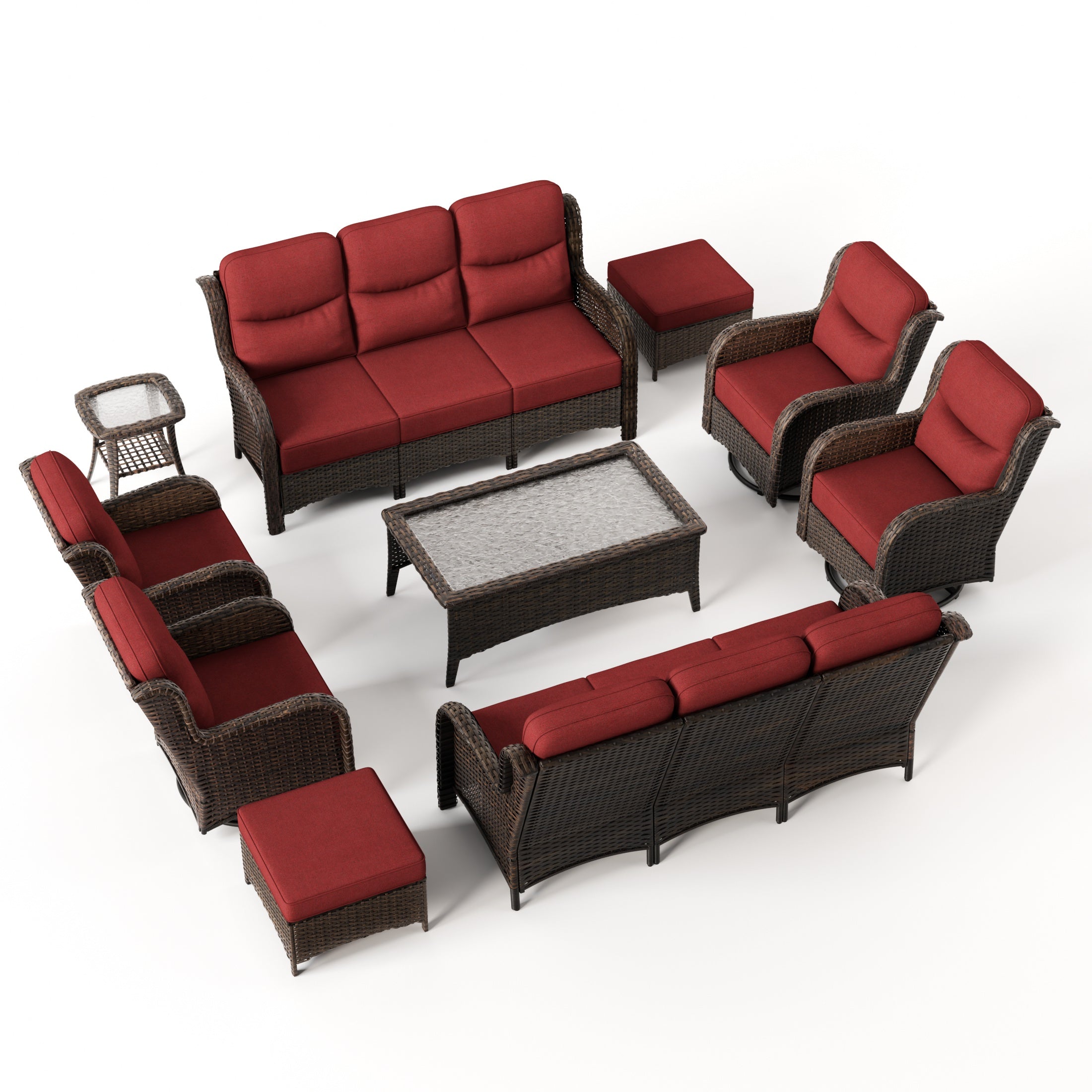 Hawthorne 8 Pieces All Weather Outdoor Wicker Sofa Set with Tables and Cushions for Backyard