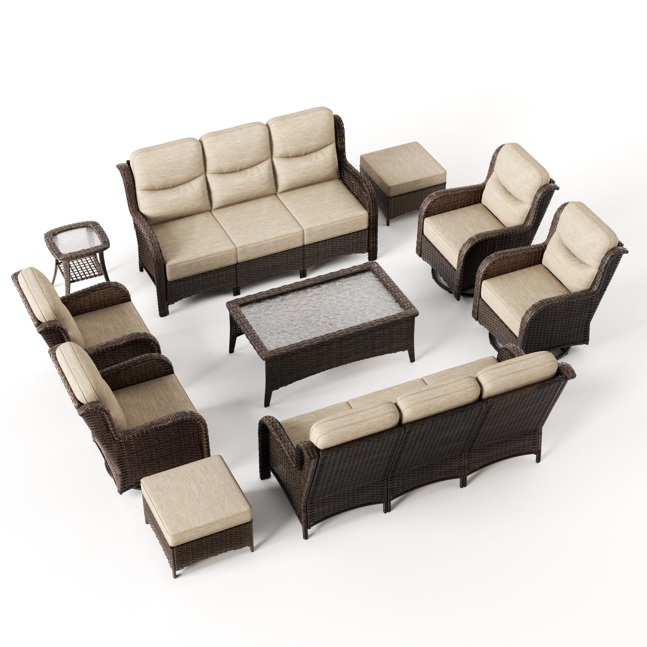 Hawthorne 8 Pieces All Weather Outdoor Wicker Sofa Set with Tables and Cushions for Backyard