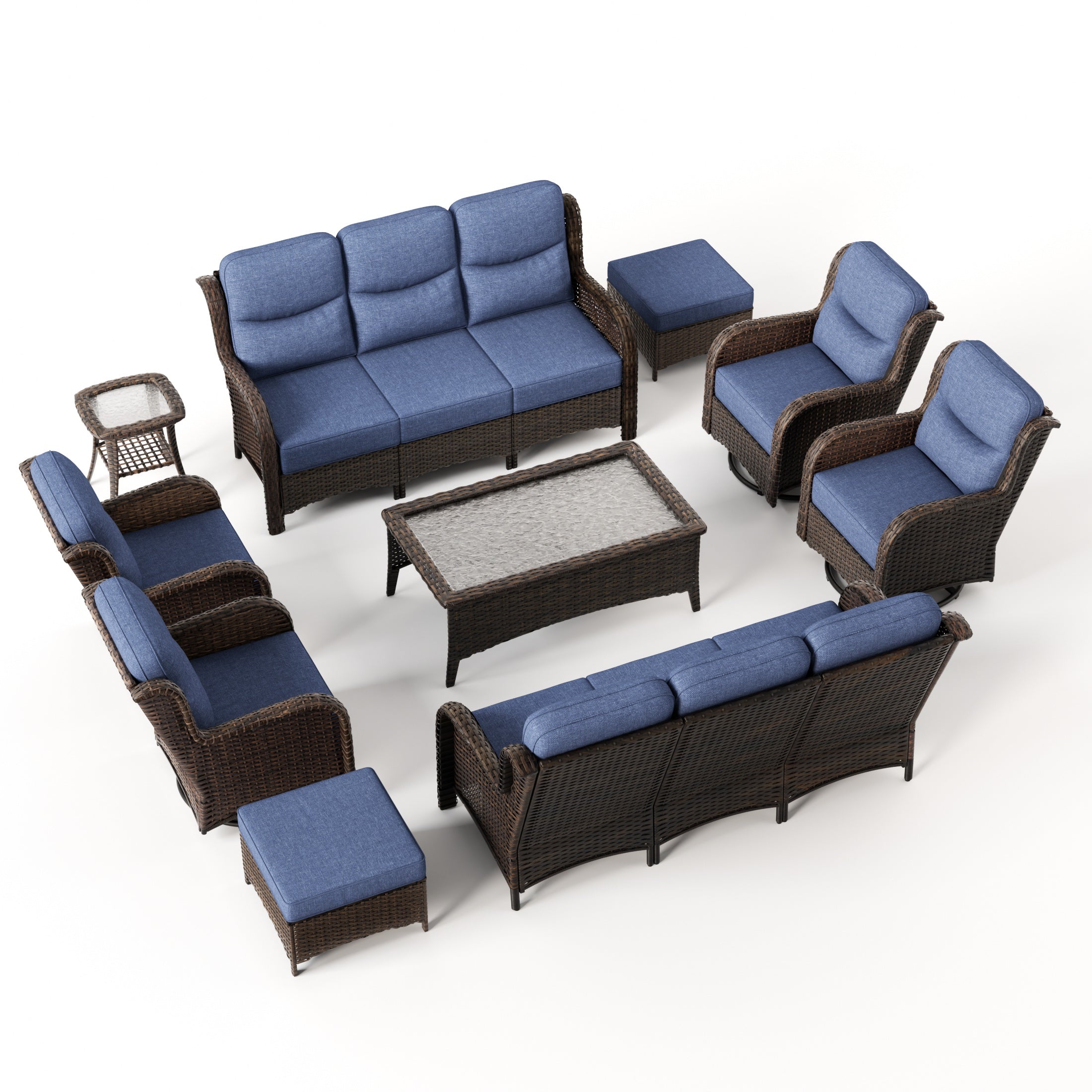 Hawthorne 8 Pieces All Weather Outdoor Wicker Sofa Set with Tables and Cushions for Backyard