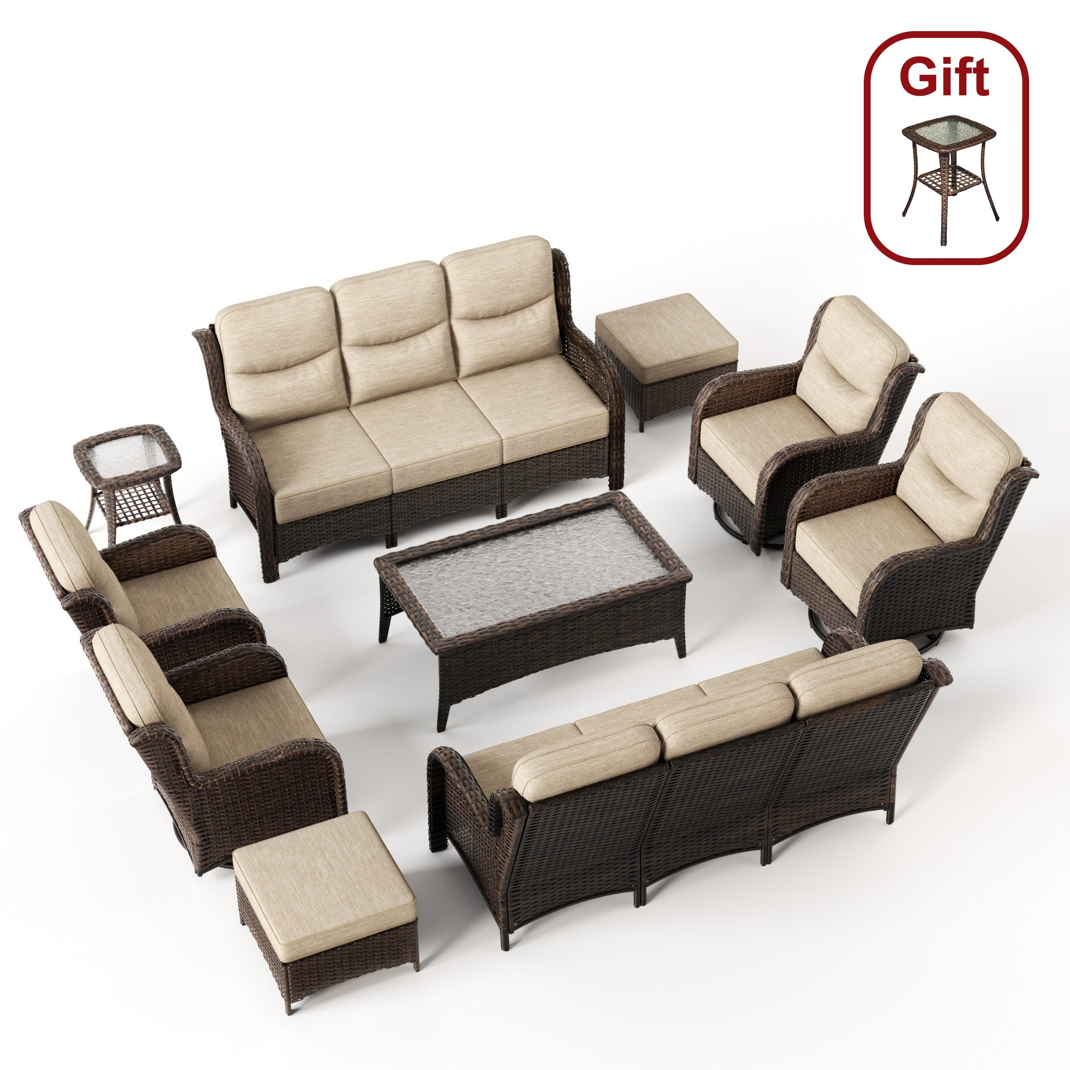 Hawthorne 8 Pieces All Weather Outdoor Wicker Sofa Set with Tables and Cushions for Backyard