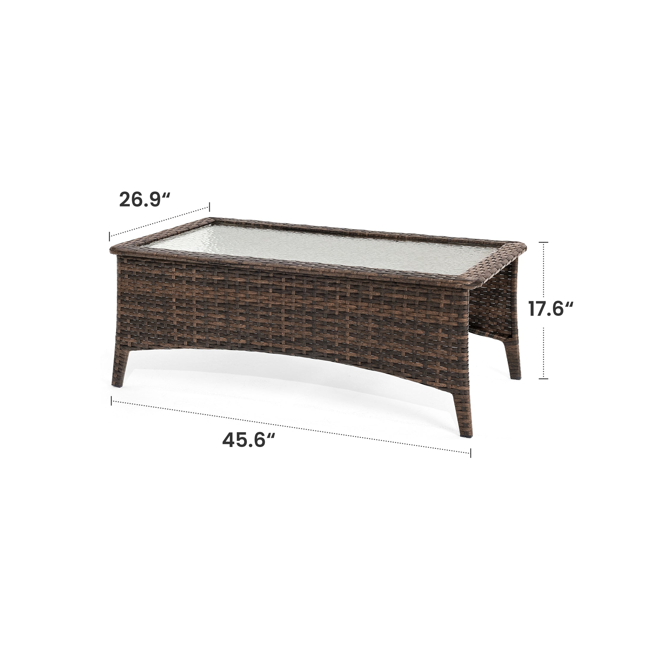 Outdoor Wicker Coffee Table With Tempered Glass