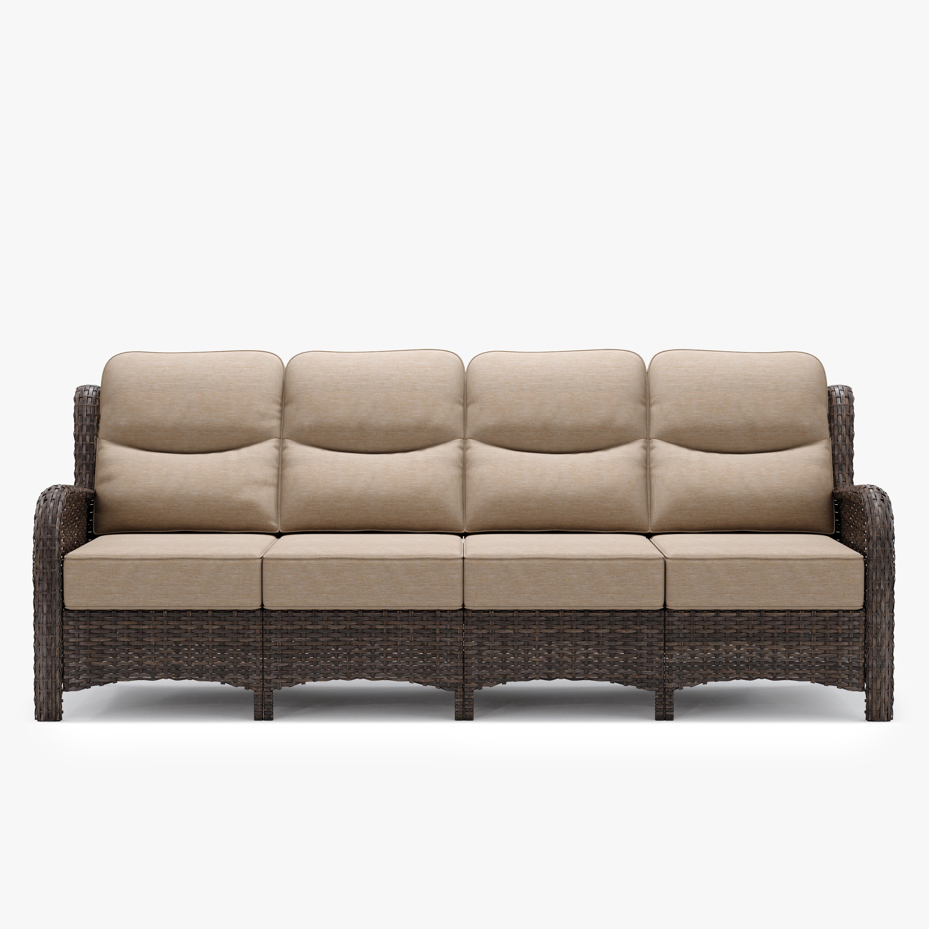 Hawthorne Patio Rattan 4 Seater Sofa With High Back Design & 6-Inch Cushions For Backyard