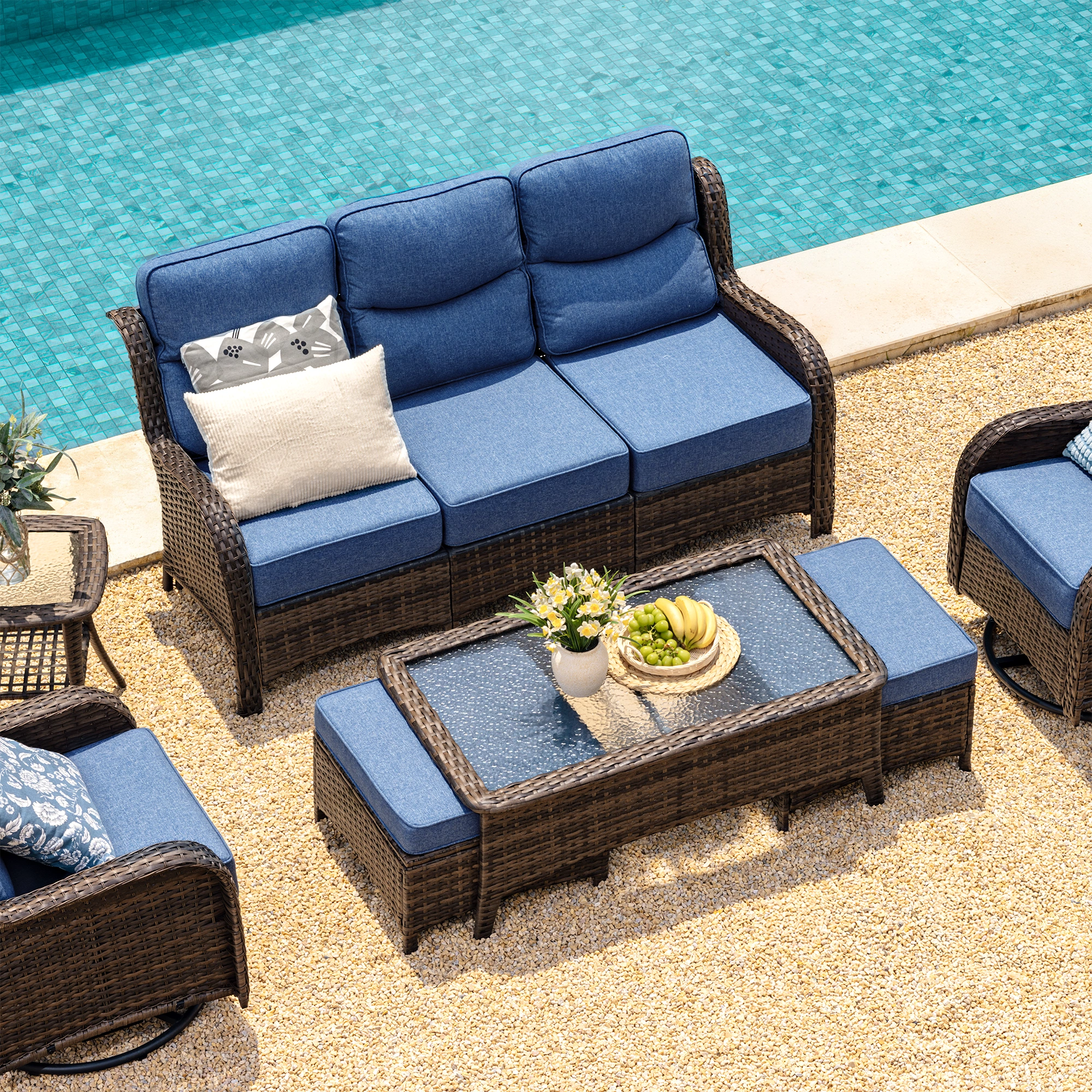 Hawthorne 6 Pieces Outdoor Wicker Sofa Set With Ergonomic backrest Design & Comfort Cushions