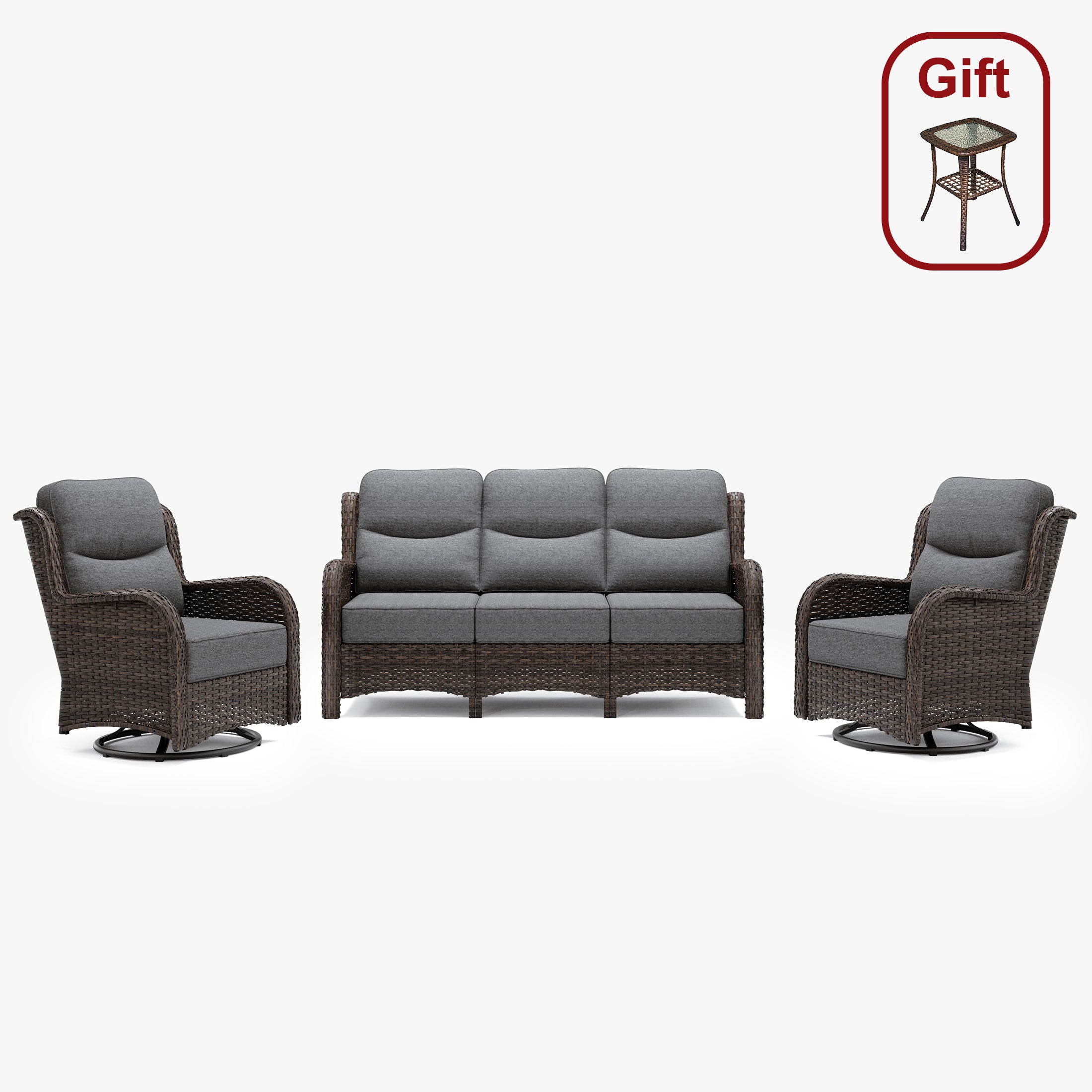 Hawthorne 5 Seater Patio Rattan Sofa Set with Swivel Chairs