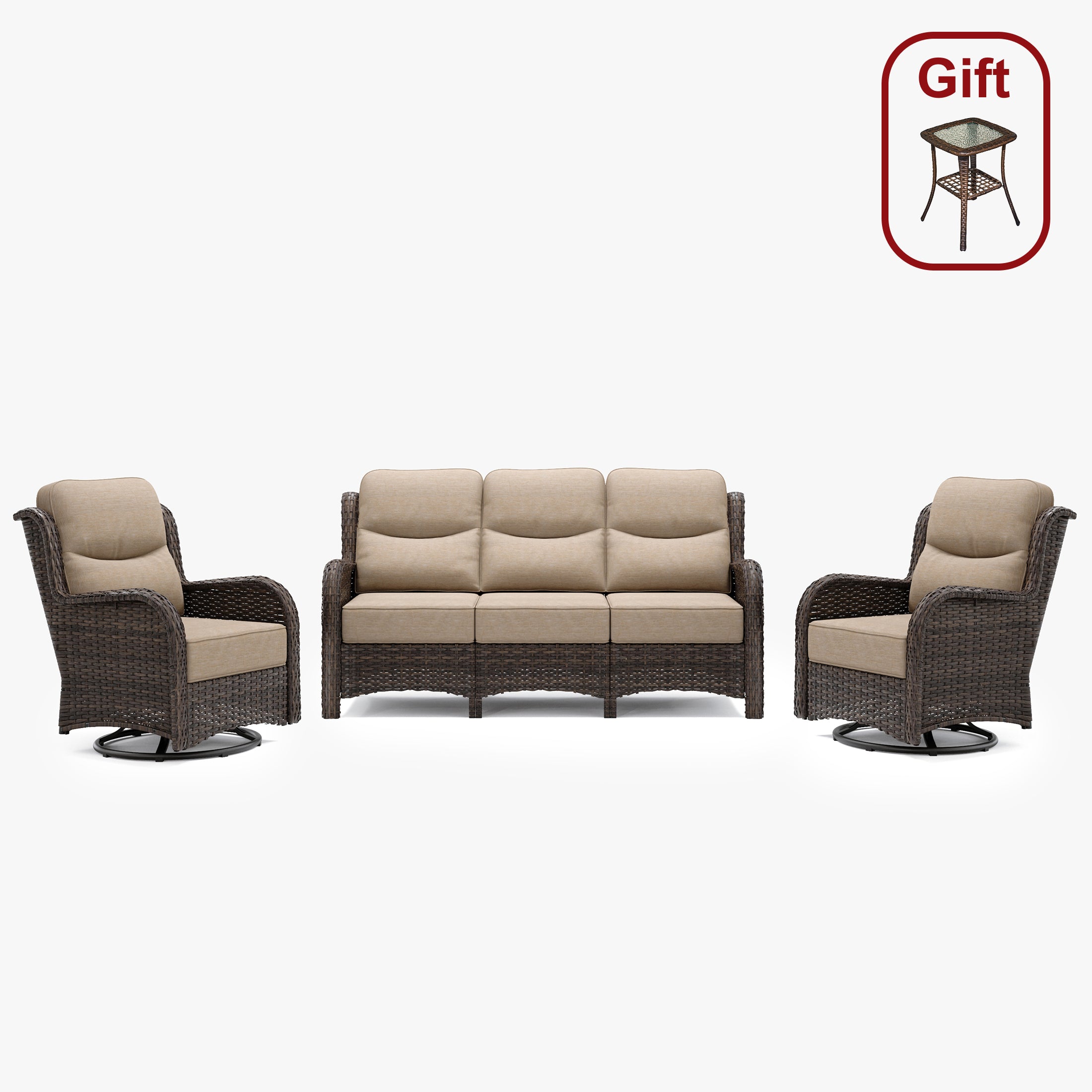 Hawthorne 5 Seater Patio Rattan Sofa Set with Swivel Chairs