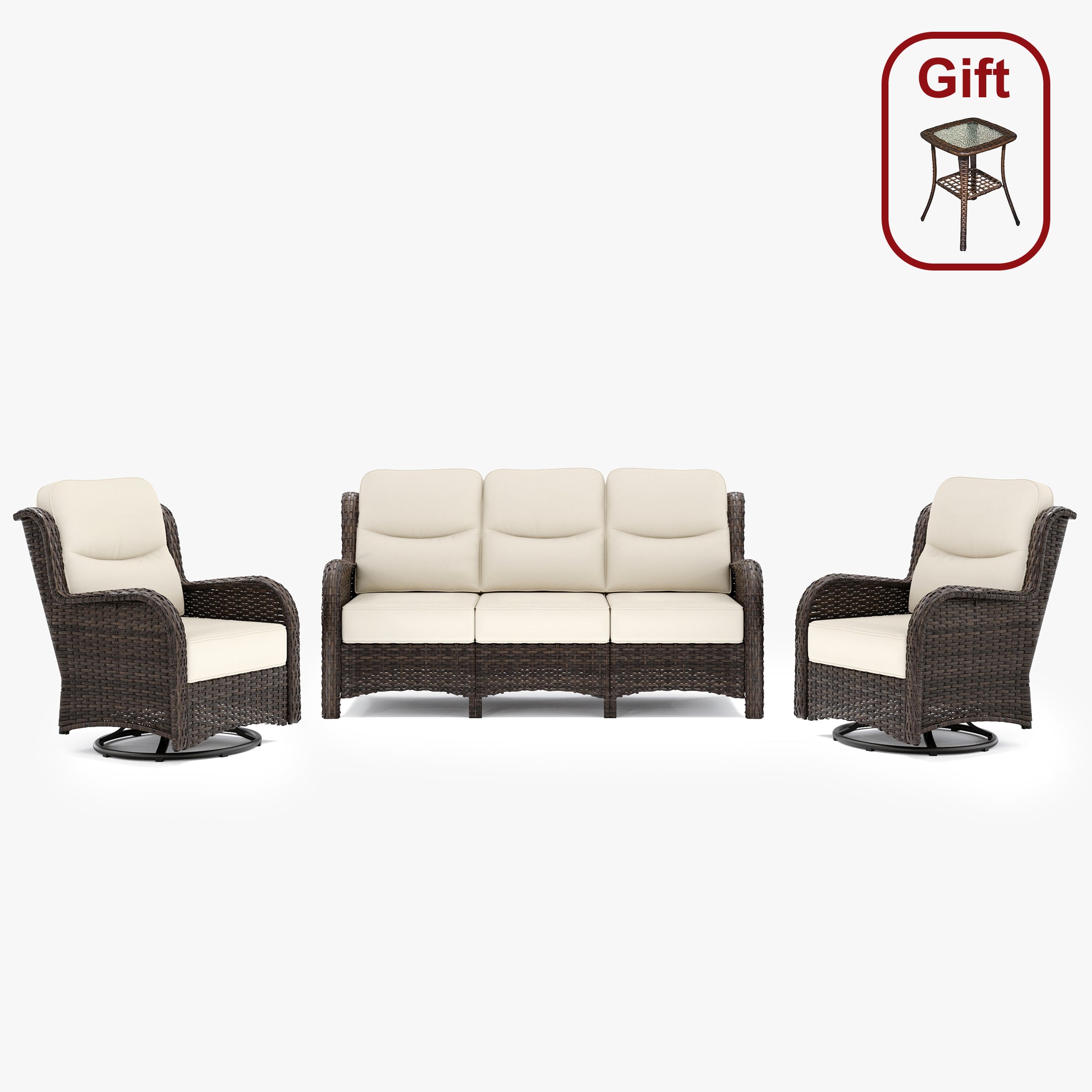 Hawthorne 5 Seater Patio Rattan Sofa Set with Swivel Chairs