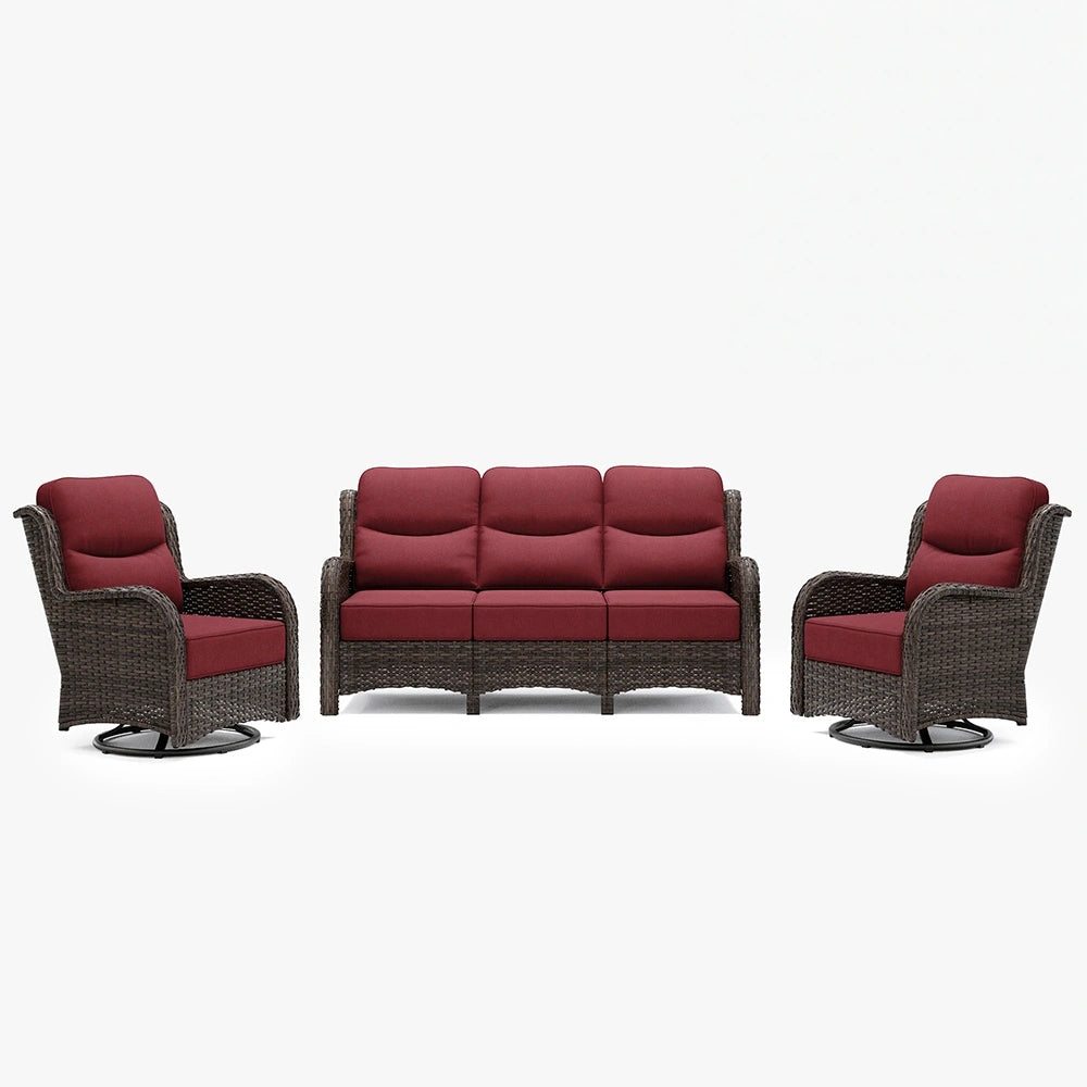 Hawthorne 5 Seater Patio Rattan Sofa Set with Swivel Chairs