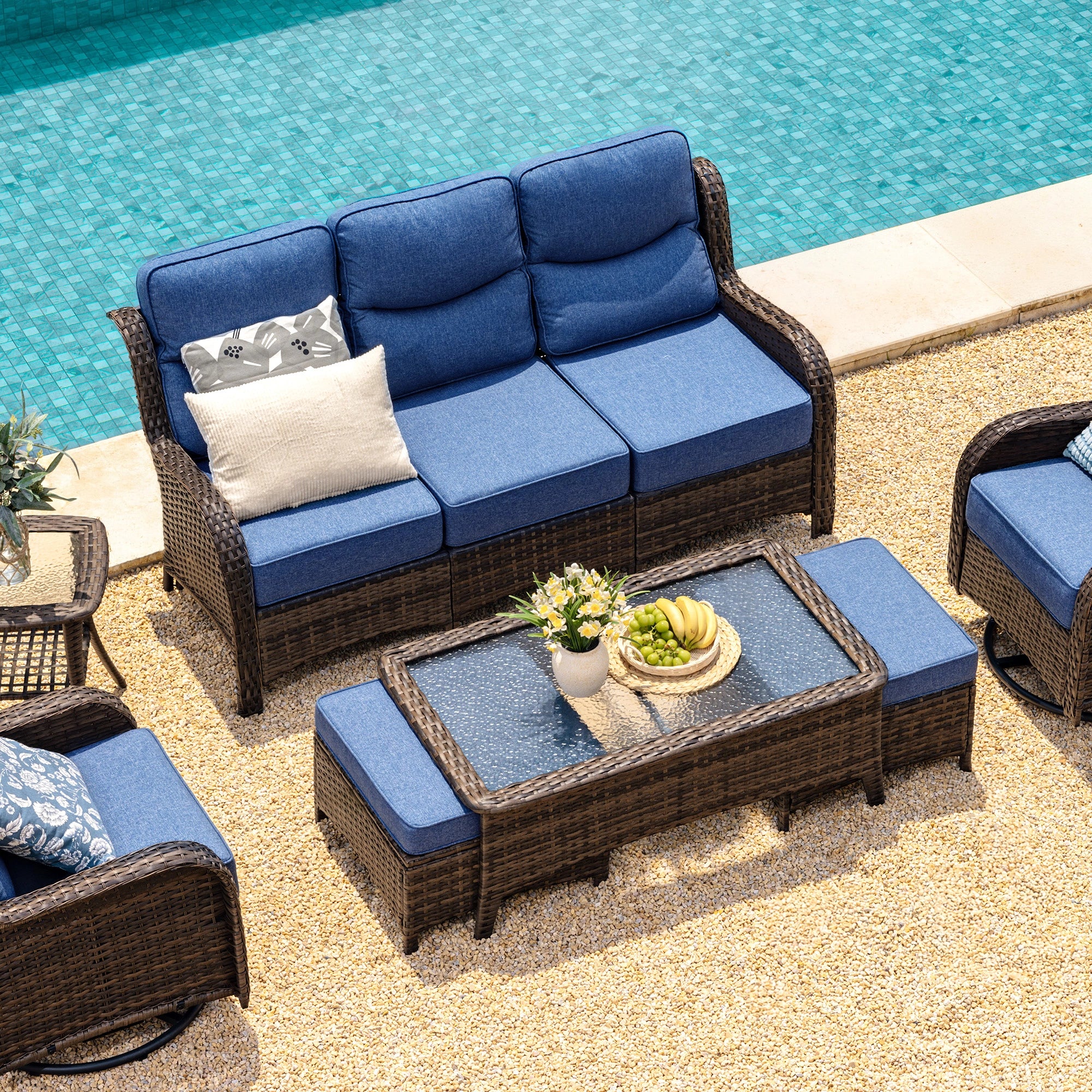【Quick Assembly Collection】Outdoor Wicker 3-Min Sofa RED