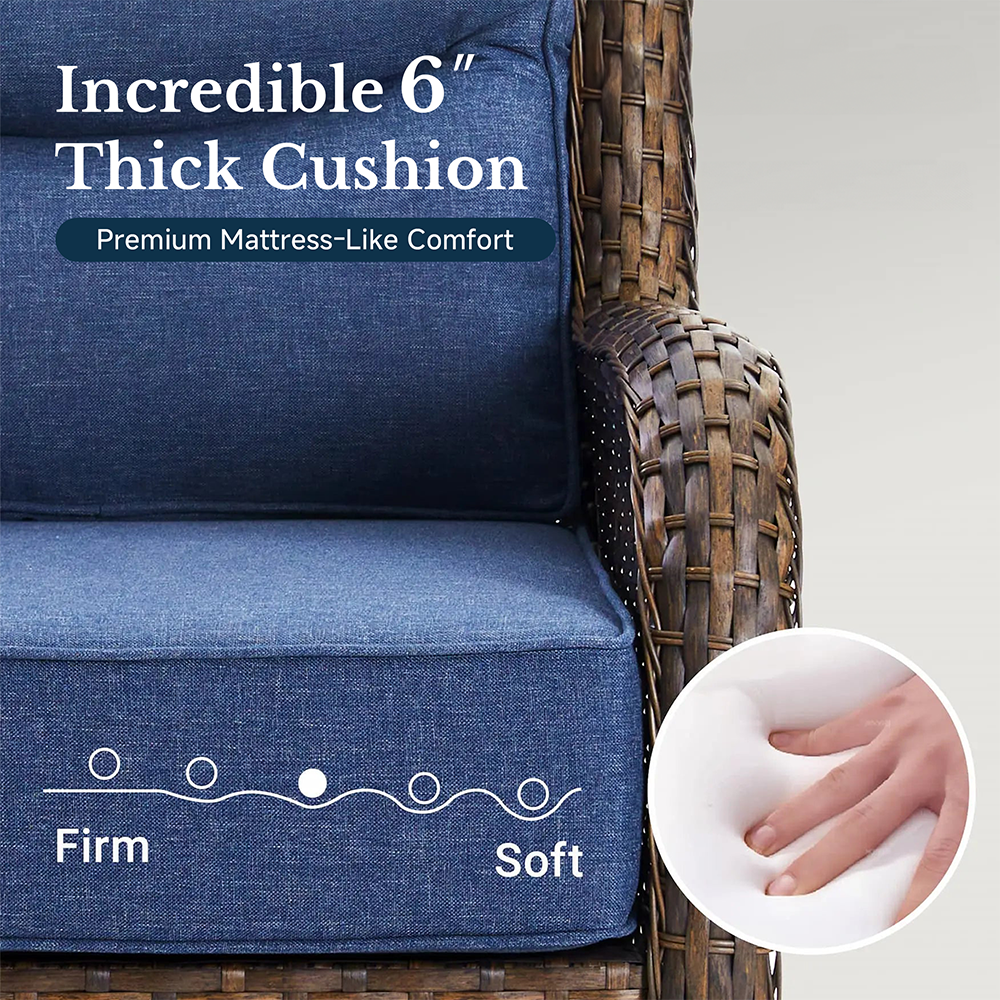 Hawthorne 8 Piece Patio Rattan Swivel Gliding Conversation Set With Side Tables & Ottomans For Backyard