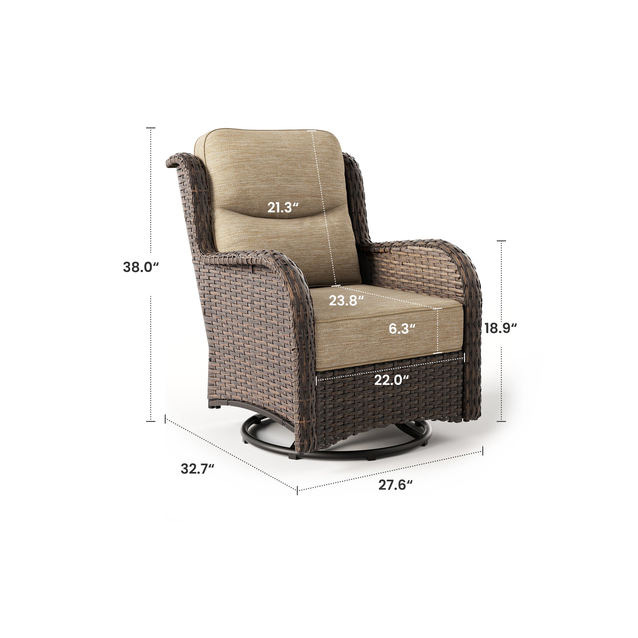 【Quick Assembly Collection】Outdoor Wicker Swivel Gliding Chairs Set